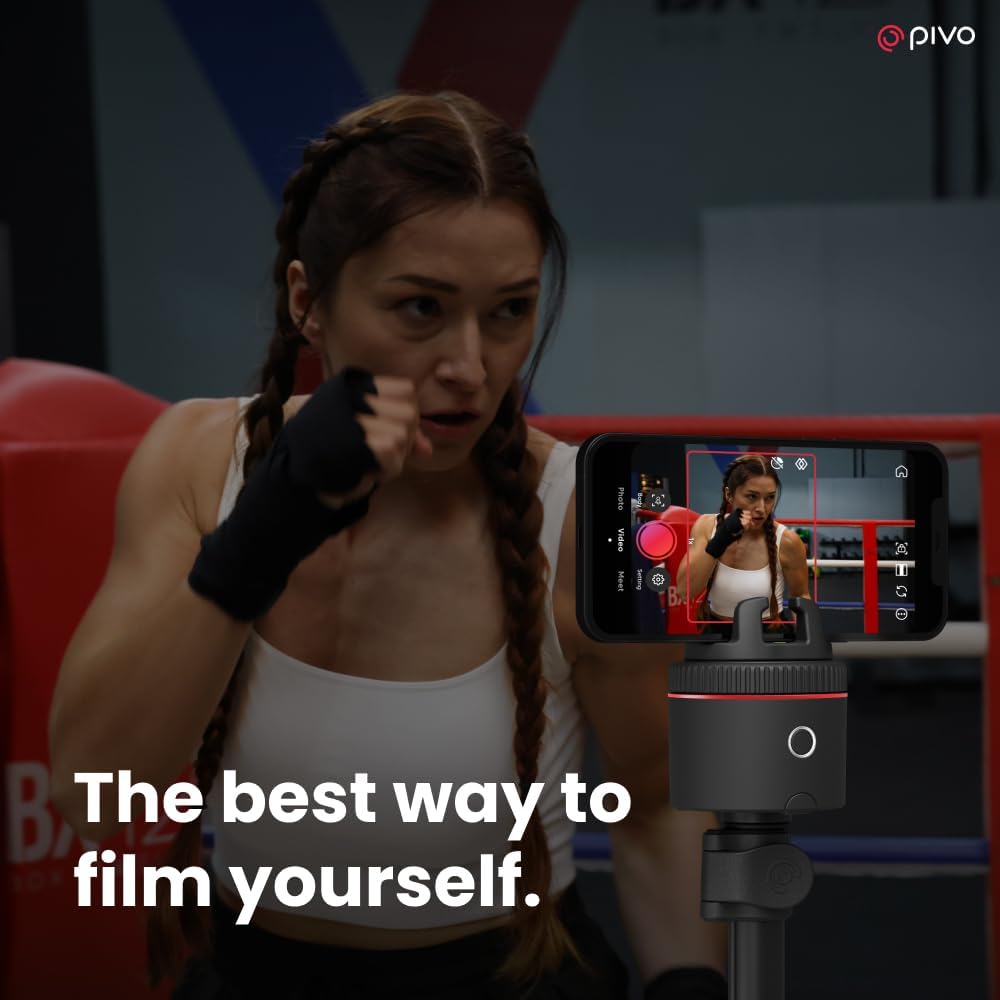 Pivo Classic Auto Face & Body Tracking Phone Holder, 360° Rotation Phone Camera AI Smart Shooting Mount for Content Creators, Livestreamers, Compatible with iPhone & Android with Remote Control