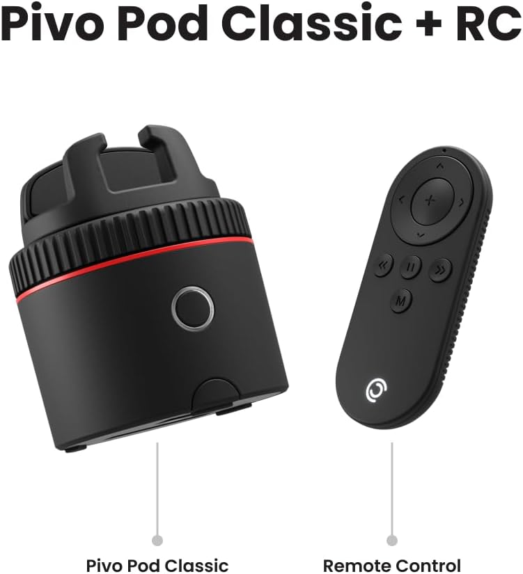 Pivo Classic Auto Face & Body Tracking Phone Holder, 360° Rotation Phone Camera AI Smart Shooting Mount for Content Creators, Livestreamers, Compatible with iPhone & Android with Remote Control