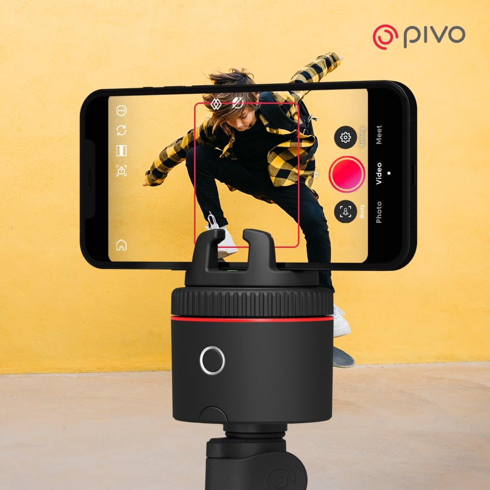Pivo Classic Auto Face & Body Tracking Phone Holder, 360° Rotation Phone Camera AI Smart Shooting Mount for Content Creators, Livestreamers, Compatible with iPhone & Android with Remote Control