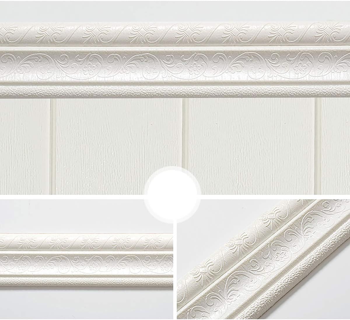 Cozylkx 90"x 3" Self Adhesive Flexible Foam Molding Trim, 3D Sticky Decorative Wall Lines Wallpaper Border for Home, Office, Hotel DIY Decoration, White