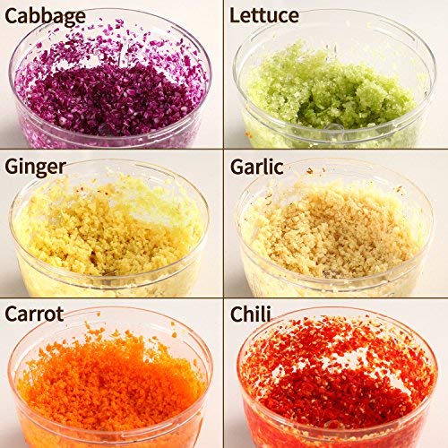 Mopslik - Easy Spin Cutter Hand Chopper, Onion, Garlic, Vegetable Cutter