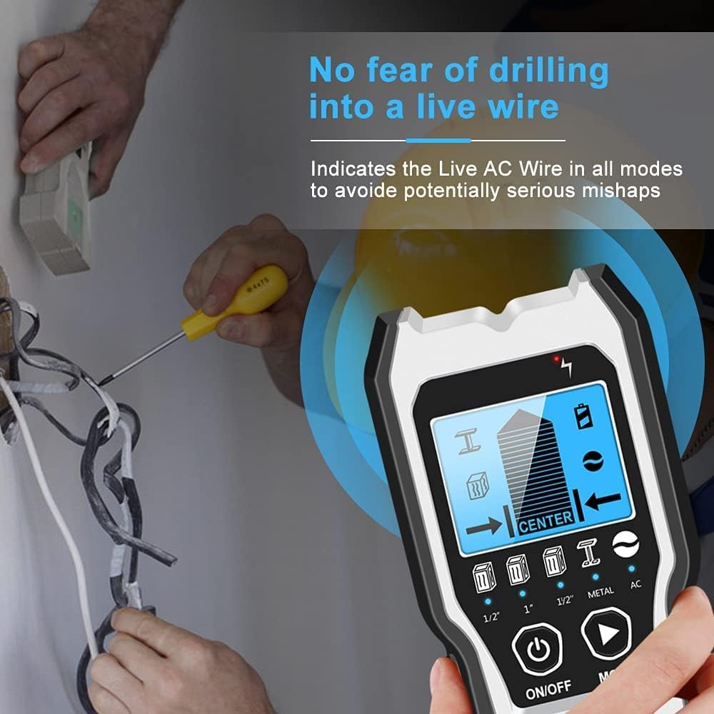 FOLAI TH550 Stud Finder Wall Scanner - 5 in 1 Stud Detector Detector Beam Finders Wall Detector Sensor Center Finding with LCD Display for Wood AC Wire Metal Studs Cable Joist Detection