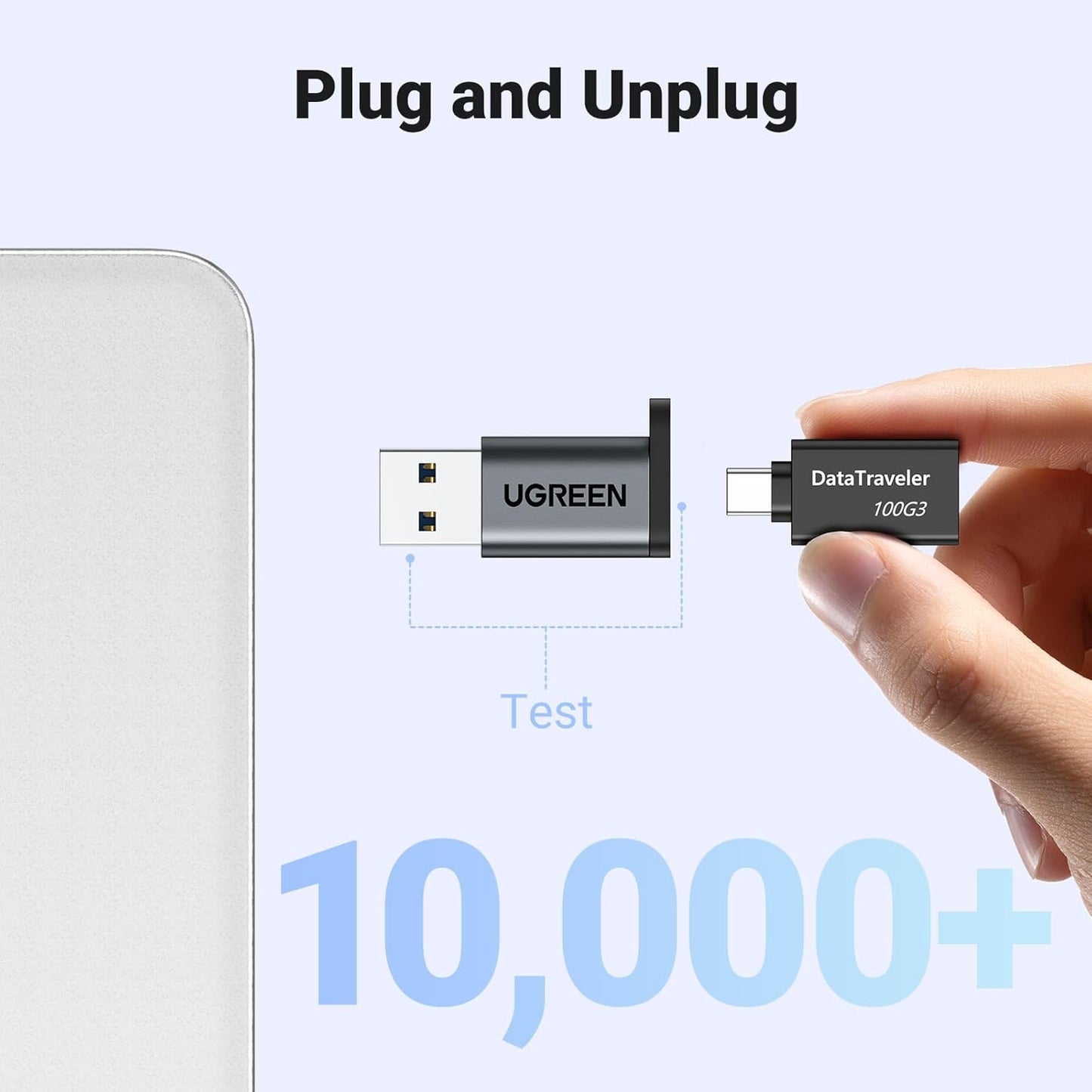 UGREEN USB to USB C Adapter, 10Gbps USB Male to Type C Female Adaptor, USB 3.2 Gen 1 Fast Charging Compatible with iPhone 16 15 Pro Max iPad Galaxy S23 Series Laptops Pixel 6 (Black)