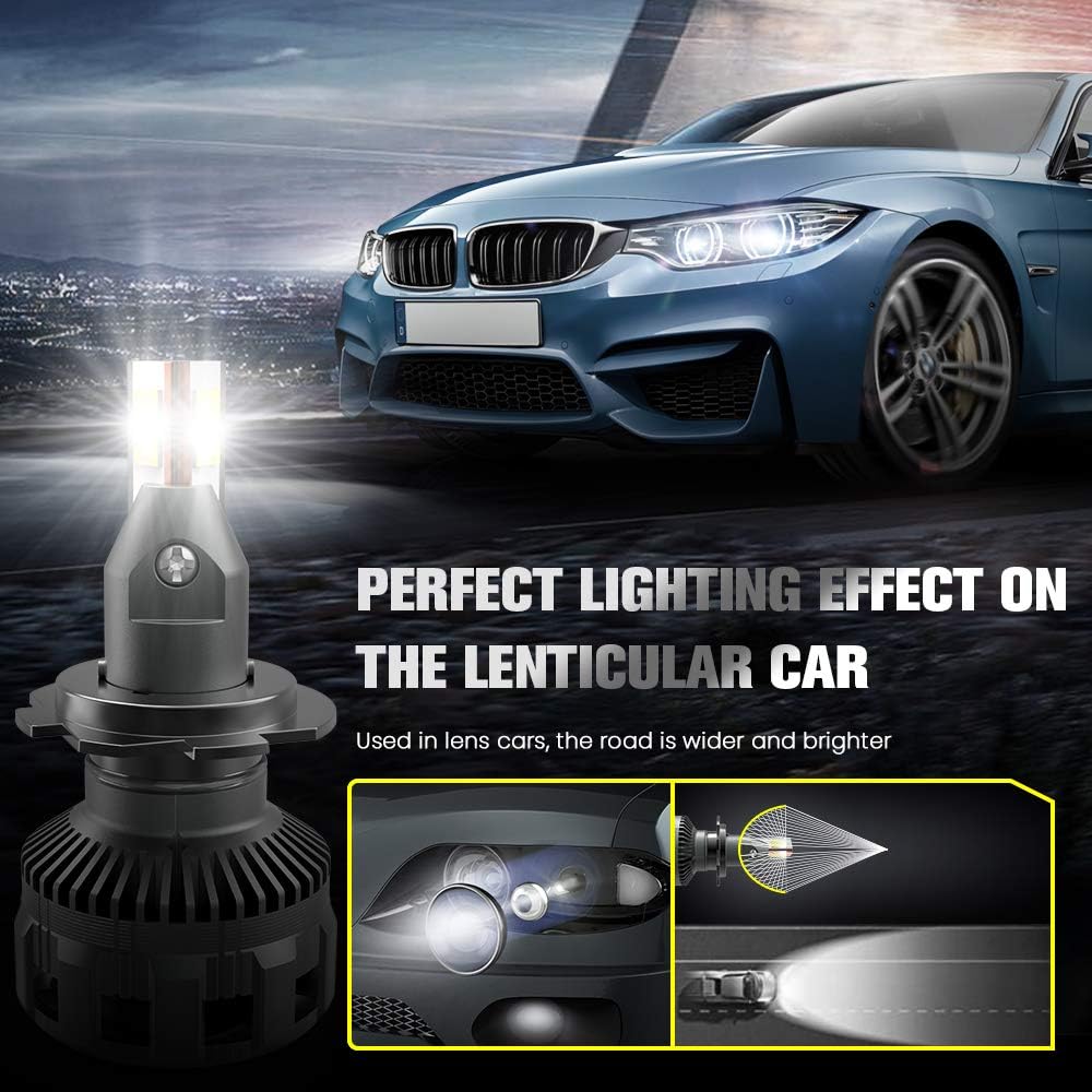 H7 LED Car Light Bulbs, KOYOSO 90W 16000LM for Lenticular Headlight, 6500K White 12V
