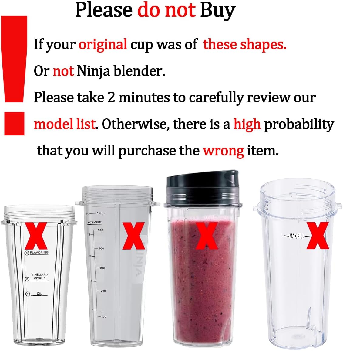Replacement 32oz Blender Cup with Sip & Seal Lid For Nutri Ninja BL450 BL454 Bl455 BL456 BL480 BL481 BL482 BL490 BL640 BL642 BL682 SS101 SS401 SS351 Nutri Ninja Auto IQ Series Blenders,