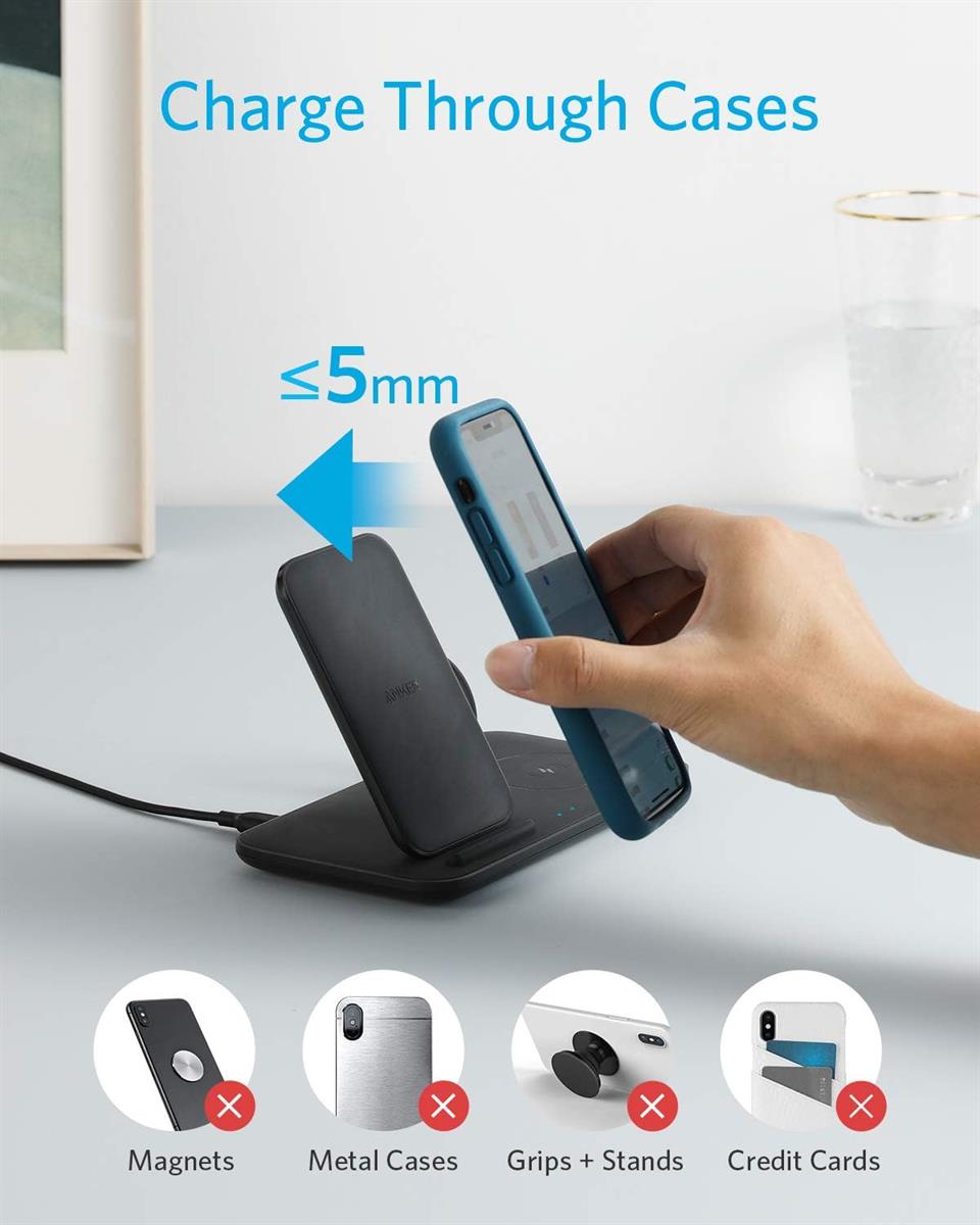 Anker Wireless Charging Station with Adapter, PowerWave 3-in-1 Qi-Certified Stand for iPhone 14 Series, AirPods Pro, Apple Watch Series 1-6 (Watch Charging Cable Not Included)