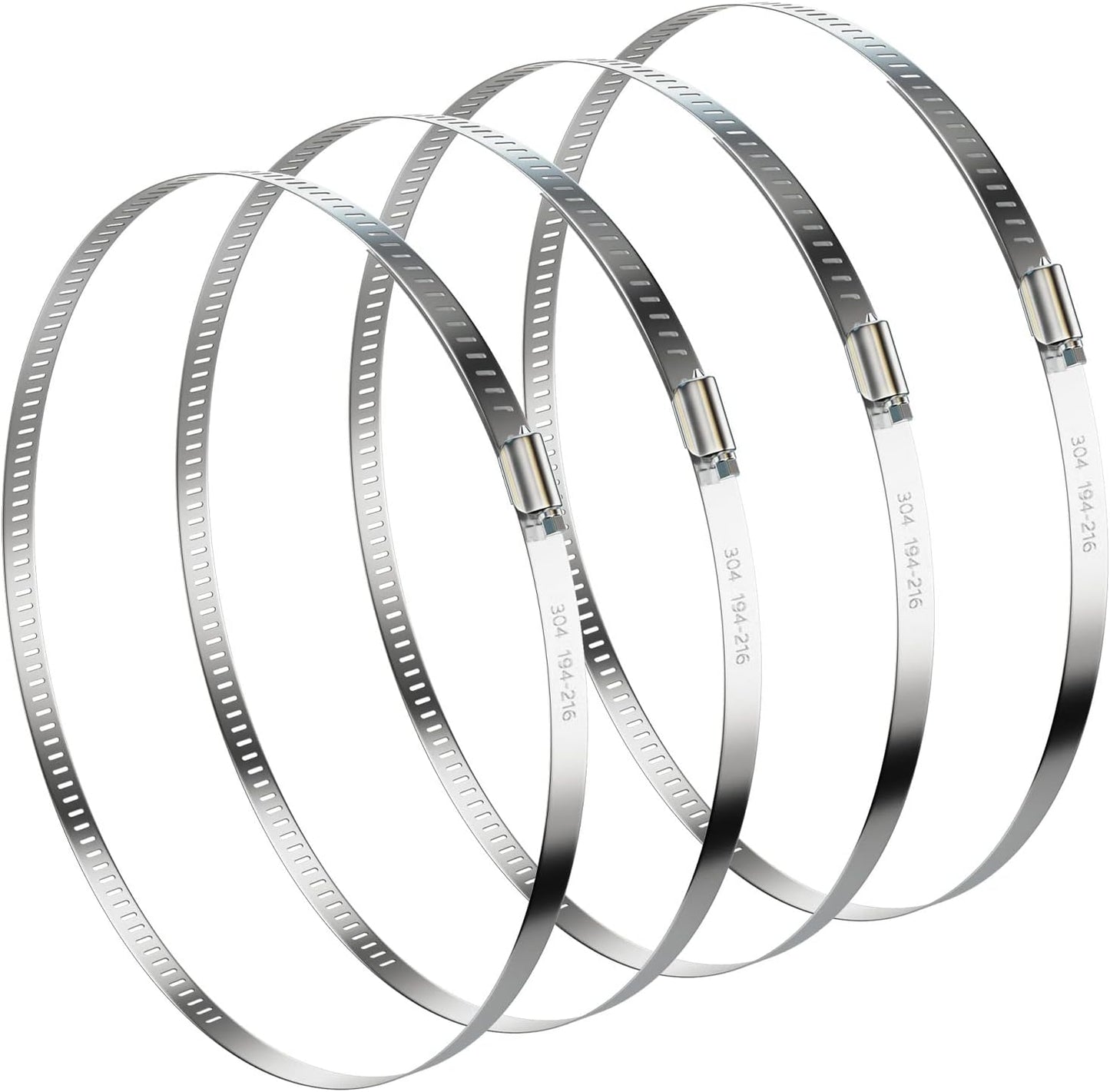 NEBURORA 8 Inch Hose Clamp Adjustable 304 Stainless Steel Duct Clamp 4 Pack Worm Gear Clamps 7.6"-8.4" Diameter Fuel Line Hose Pipe Clamp for Dryer Vent Air Duct Automotive Plumb