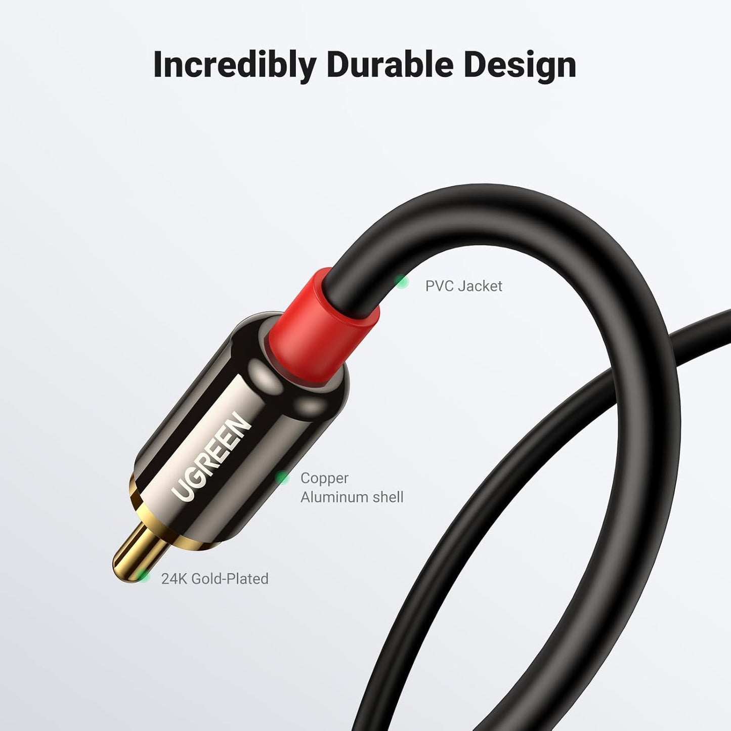 UGREEN 3.5mm to RCA Cable, 6.6FT RCA Male to Aux Audio Adapter HiFi Sound Headphone Jack Adapter Metal Shell Y Splitter Auxiliary Cord 1/8 Connector