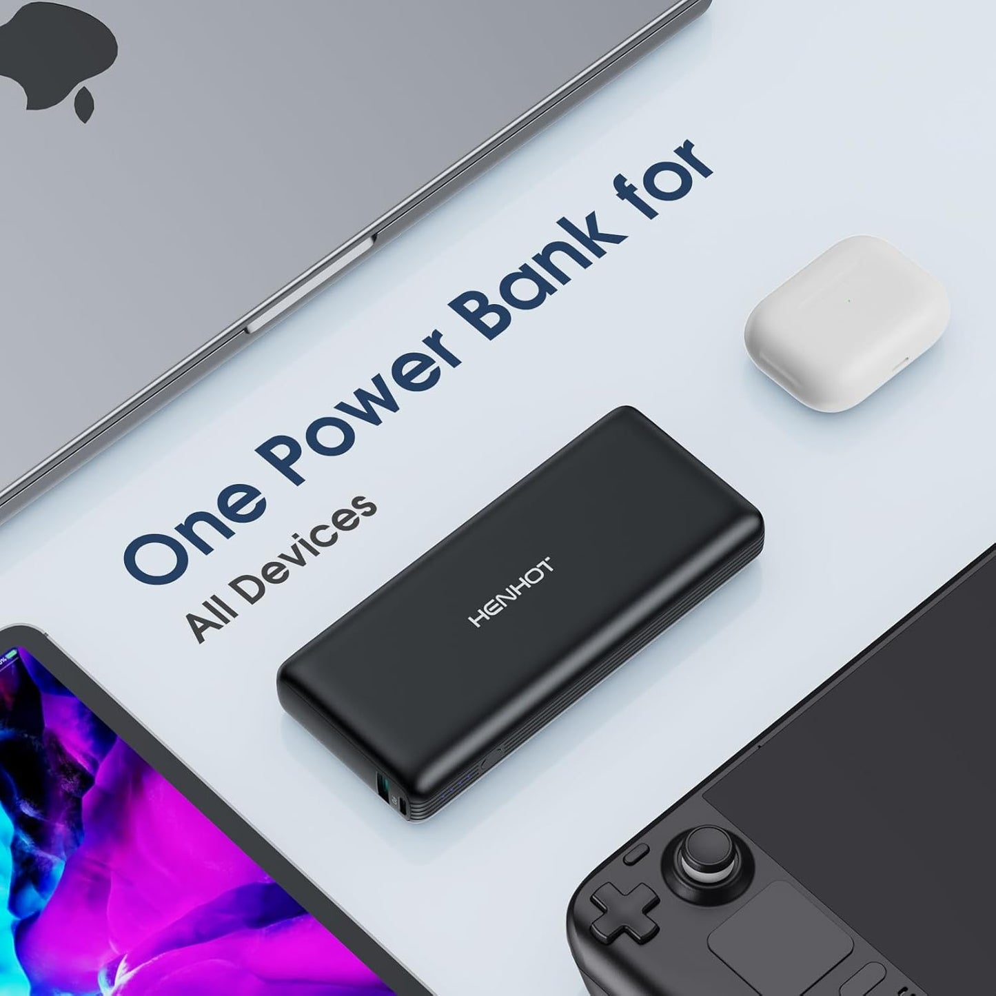 65W Power Bank Compatible with Steam Deck/ROG Ally/Legion Go, Laptop Power Bank 20000mAh Fast Charging Battery Pack for MacBook, Dell, Lenovo, Asus