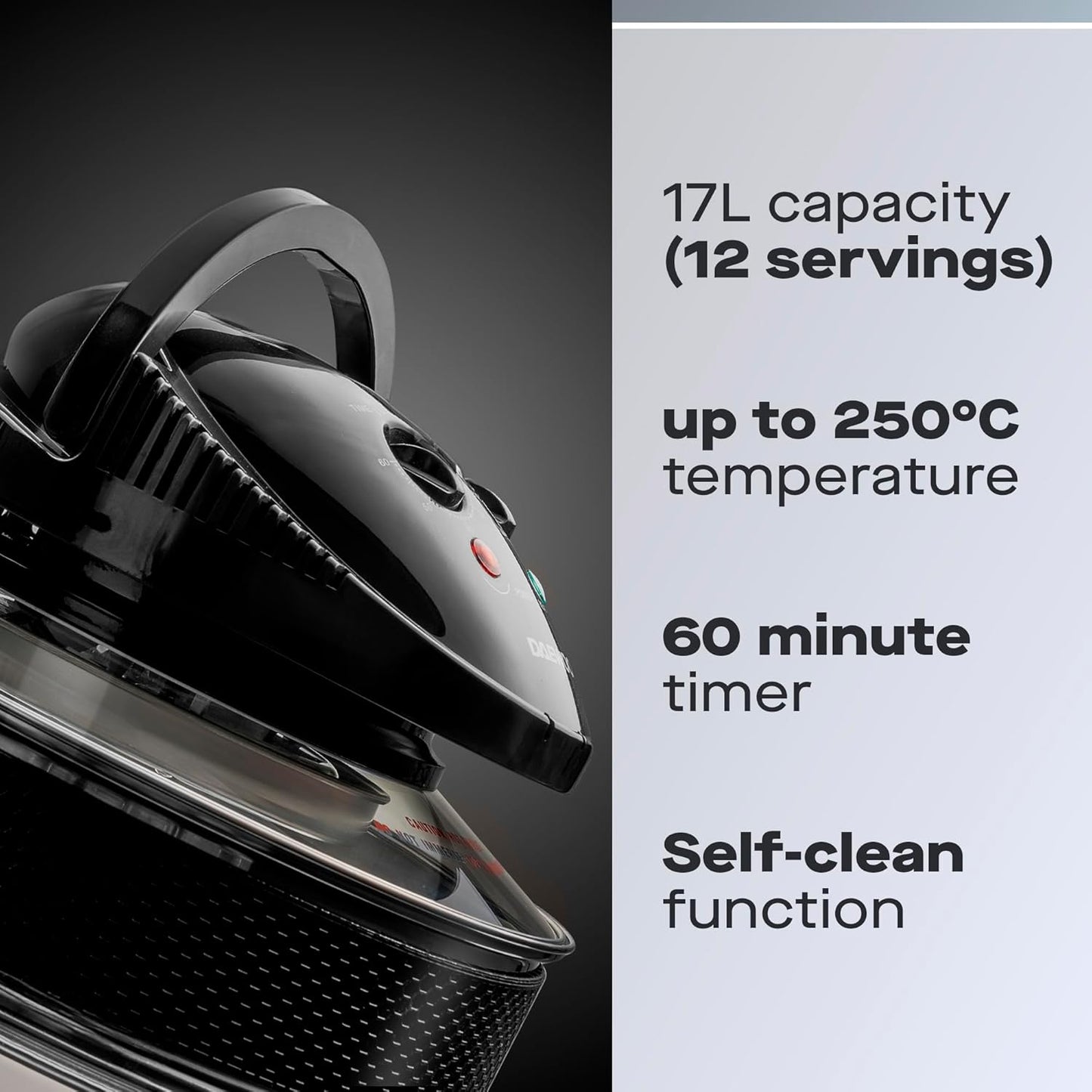 Daewoo Deluxe 17L 1300W Halogen Air Fryer with an Extension Ring- 60min Timer with Self-Cleaning Function, Adjustable Temperature Control and 7 Accessories Included - Black Visit the Daewoo Store