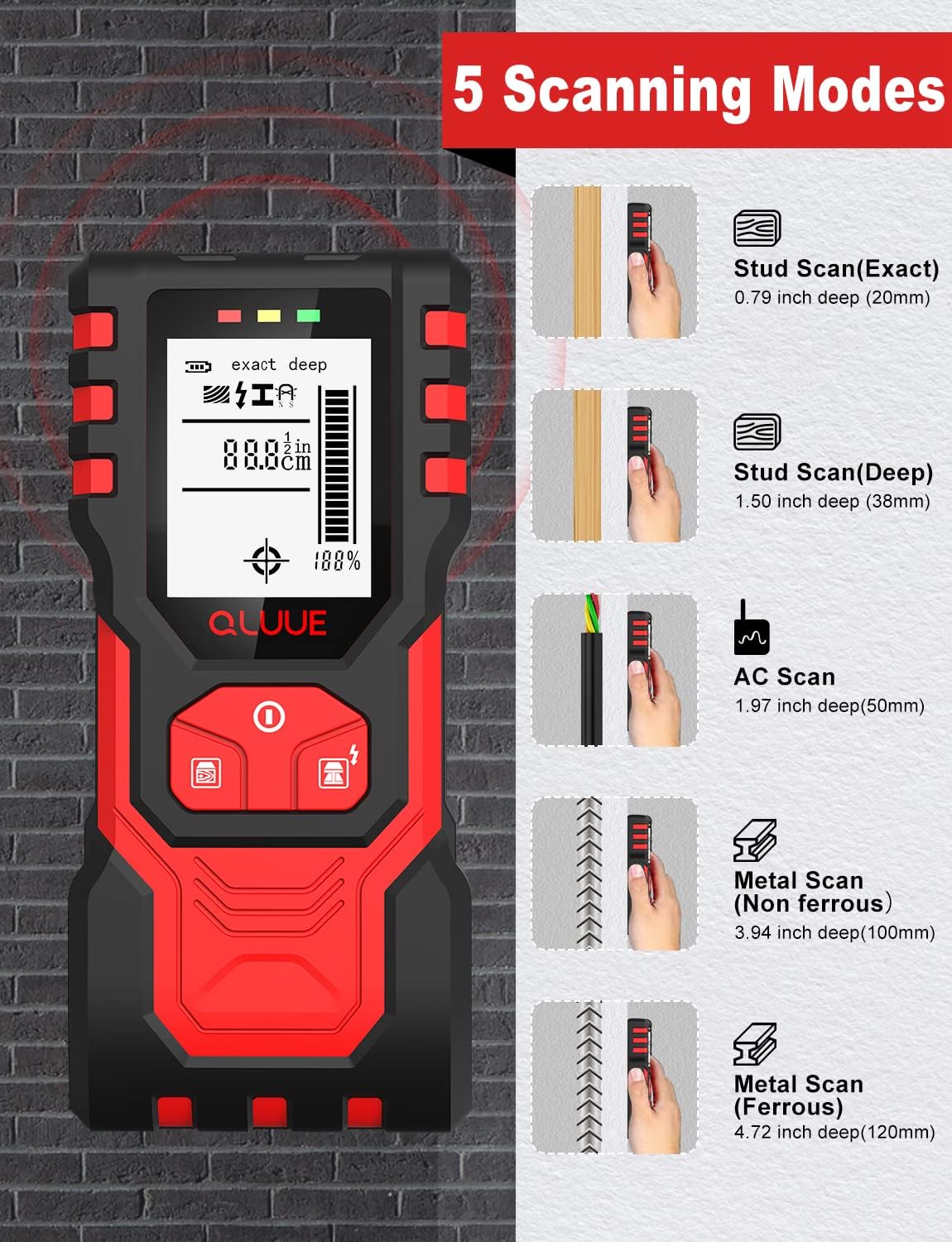 QLUUE Stud Finder Wall Scanner 5 in 1