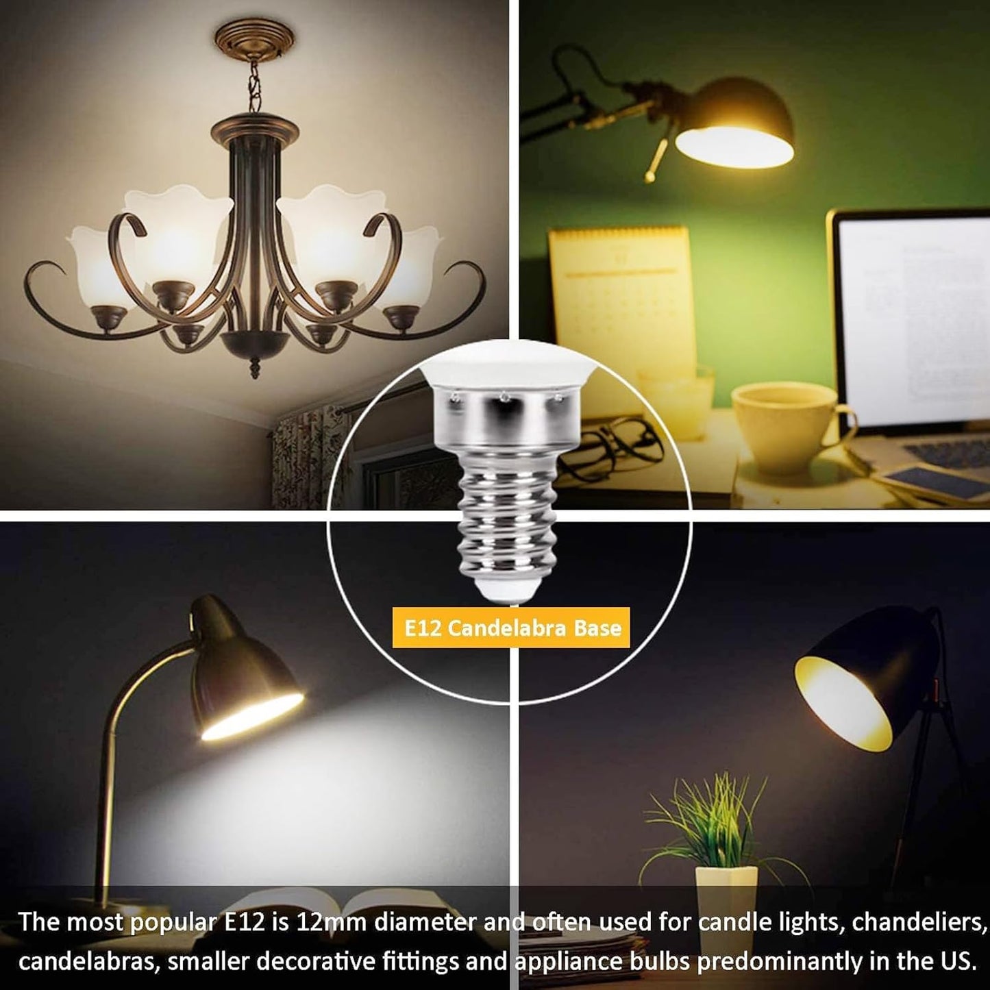 E12 LED Candelabra Light Bulbs 5W, Set of 6 Color Changing Candle Bulbs,Small Base B11 40W Incandescent Equivalent, 560 Lumen, RGB + 5700K Cool White, 12 Colors, 2 Modes, Timer, Remote Control