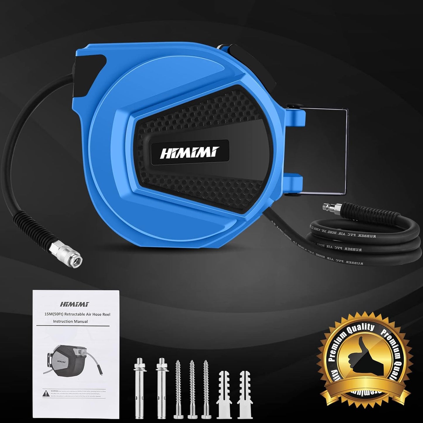 Himimi 15 m 3/8 Inch Compressed Air Hose Reel Retractable