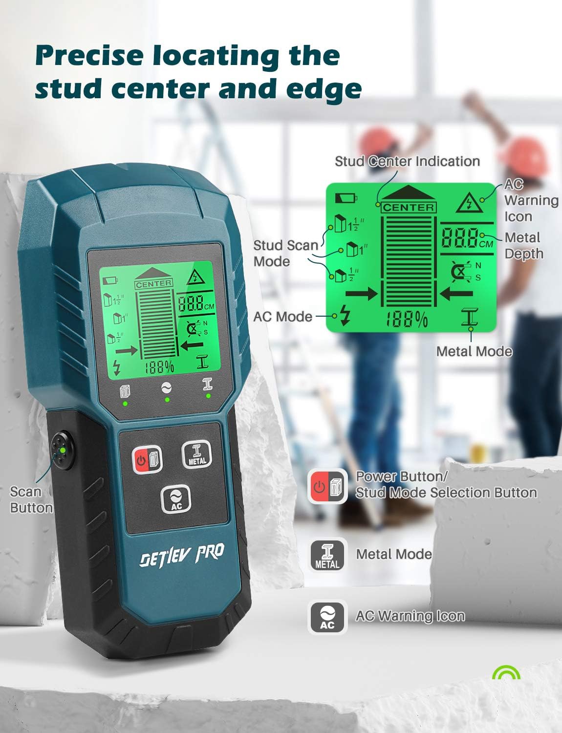 Detlev Pro Stud Detector 5 in 1 Multi Function Wall Scanner
