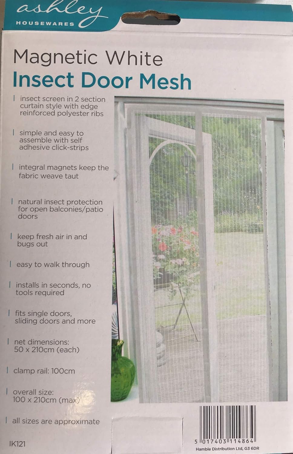 Ashley Magnetic Insect Door Mesh White, 210 x 100 x 210 cm