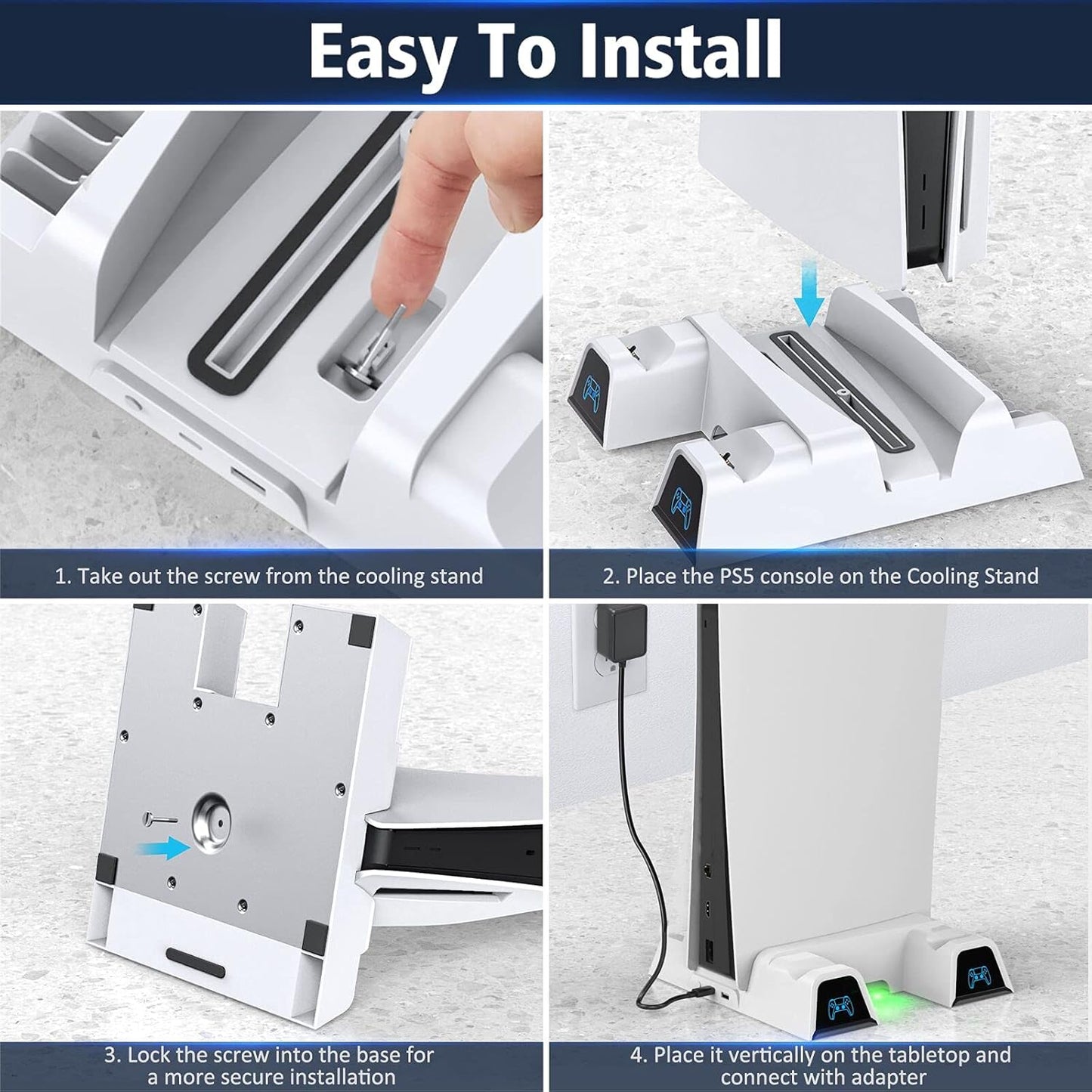 Cooling Stand with Controller Charger for Play Station 5 Disc Edition & Digital Edition