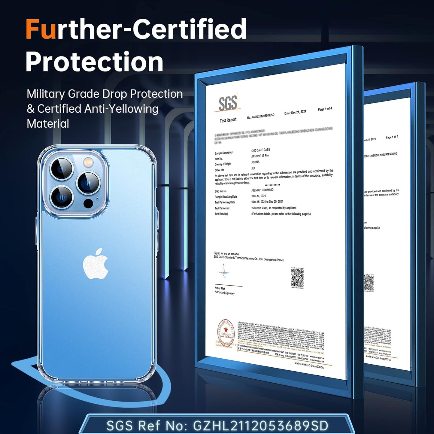 LK for iPhone 13 Pro Case, 2 Pack Tempered Glass Screen Protector + 2 Packs Lens Protector, Matte-Finish, All-Round Protection, Shockproof, Anti-Scratches Kit for iPhone 13 Pro case