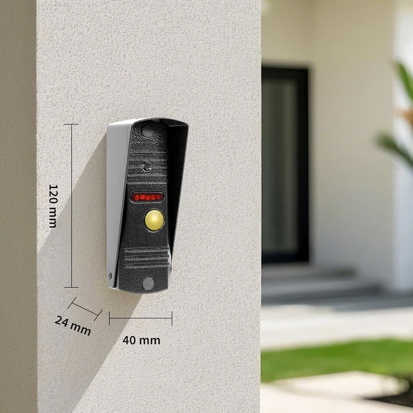 Karmen 7 Inch Video Doorman, Metal Doorbell, Infrared Night Vision, IP65 Waterproof, 16 Tones, Remote Control, Black