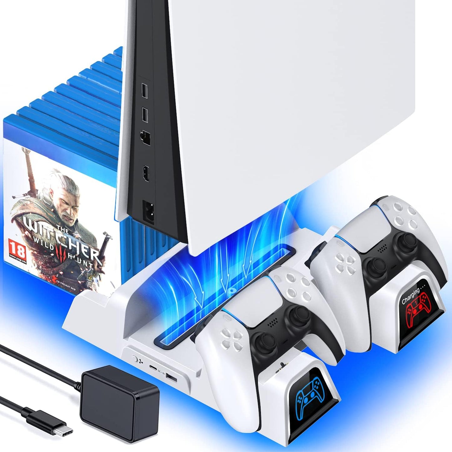 Cooling Stand with Controller Charger for Play Station 5 Disc Edition & Digital Edition