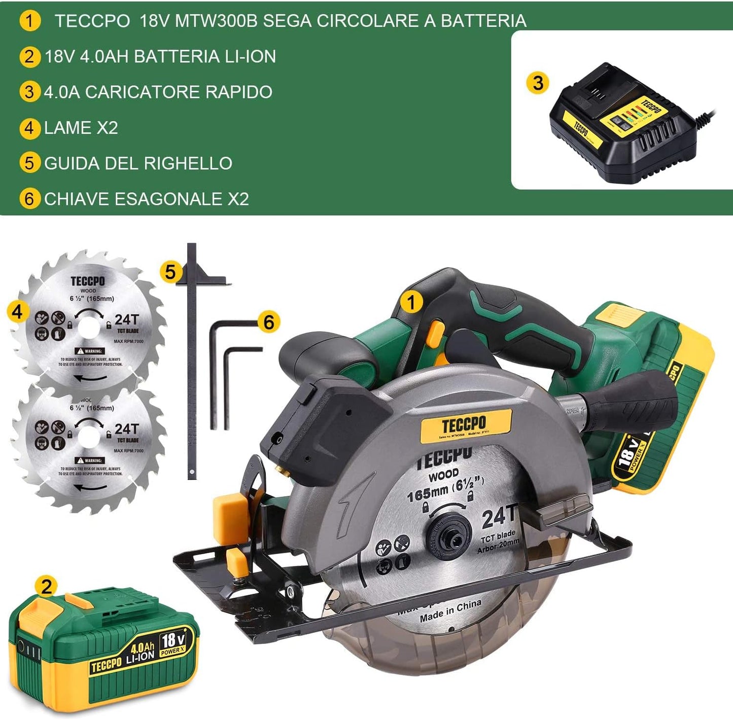 Cordless Circular Saw Teccpo MTW300B