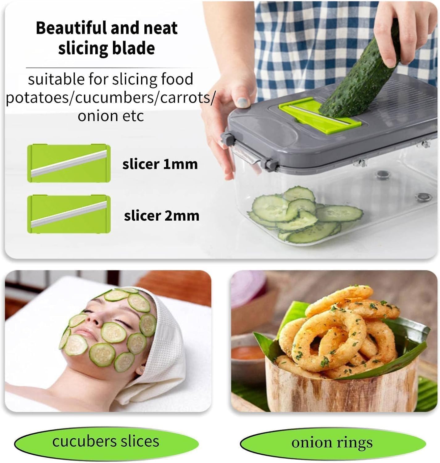 Miibox Vegetable Chopper with Container 22-in-1 Veggie Choppers and Dicers Food Chopper Cutter for Onion Tomato Multi Kitchen Tool with Lemon Squeezer -13 Blades,Grey