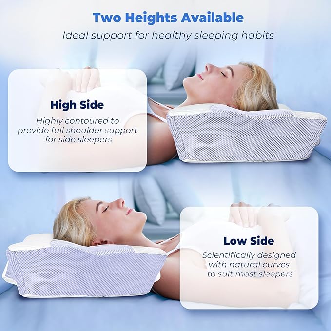 SAHEYER Neck Pillow, Memory Foam Pillow, Ergonomic Orthopaedic Pillow for Side Sleeper Pillow, Sleeping Pillow, Neck Support Pillow for Optimal Support in All Sleeping Positions