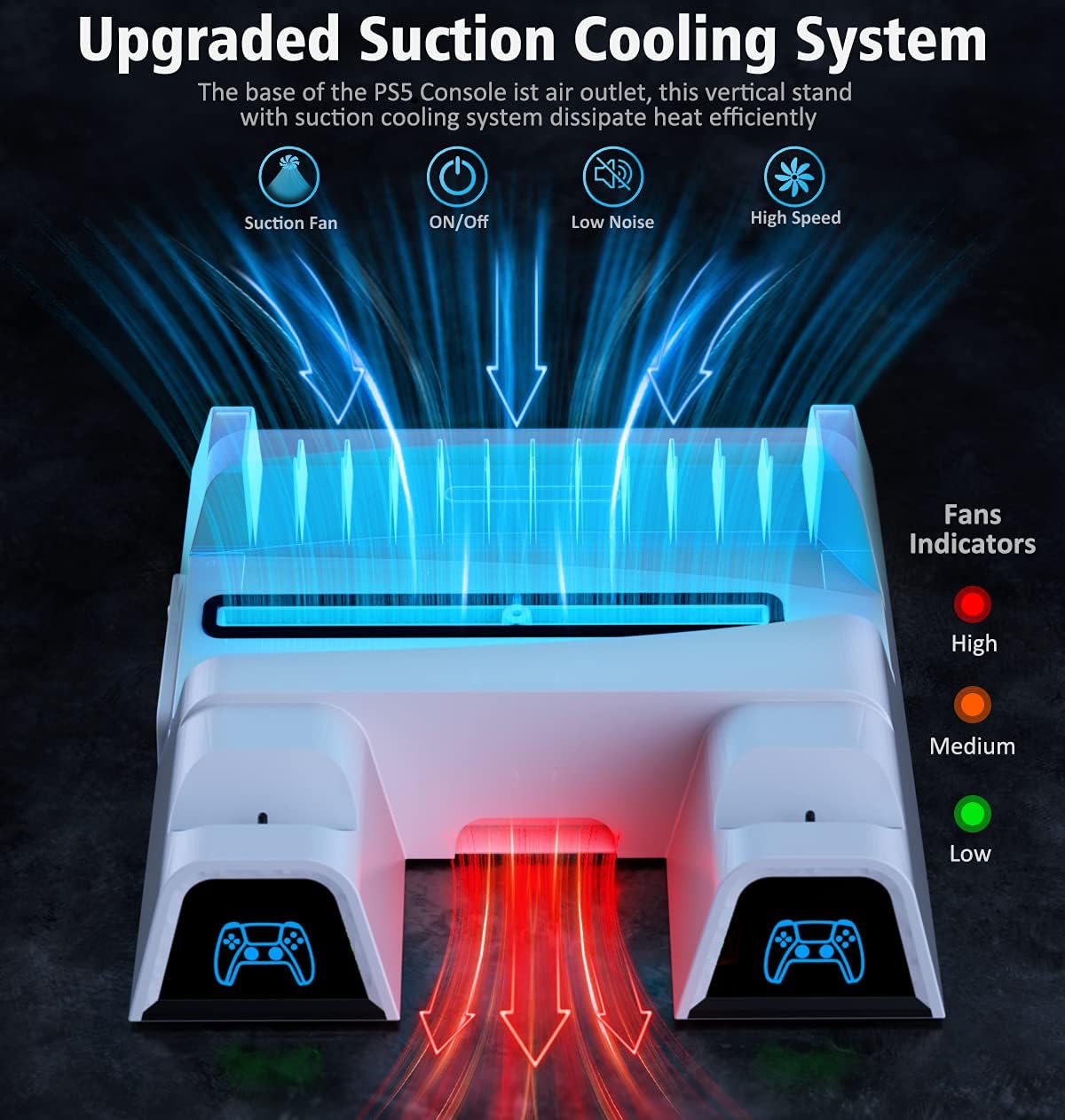 Cooling Stand with Controller Charger for Play Station 5 Disc Edition & Digital Edition