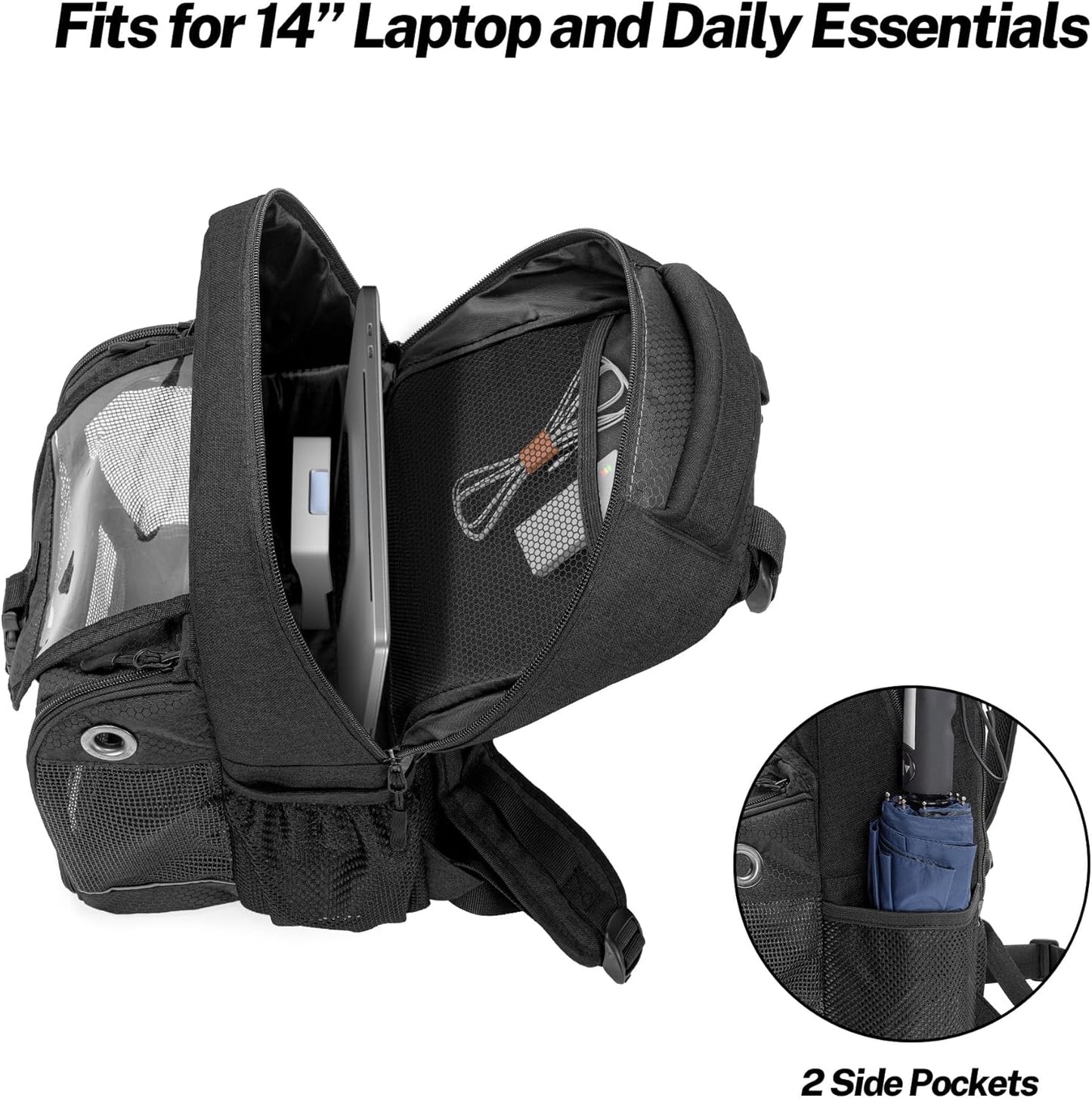 Trunab Portable Oxygen Concentrator Carrying Backpack, POC Bag with Transparent Cover & Multiful Pockets Compatible with Inogen one, Caire Freestyle Comfort, Oxygo, Philips SimplyGo Mini