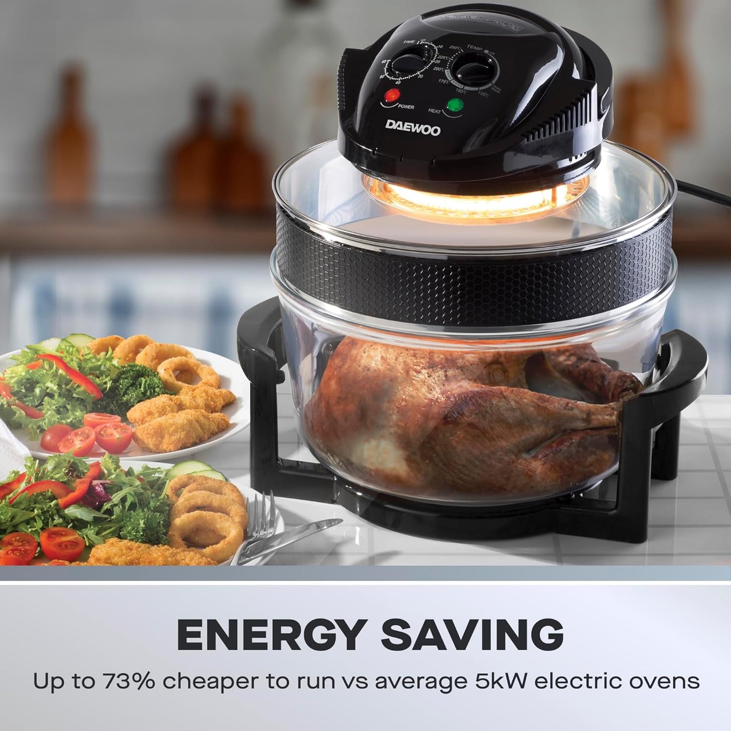 Daewoo Deluxe 17L 1300W Halogen Air Fryer with an Extension Ring- 60min Timer with Self-Cleaning Function, Adjustable Temperature Control and 7 Accessories Included - Black Visit the Daewoo Store