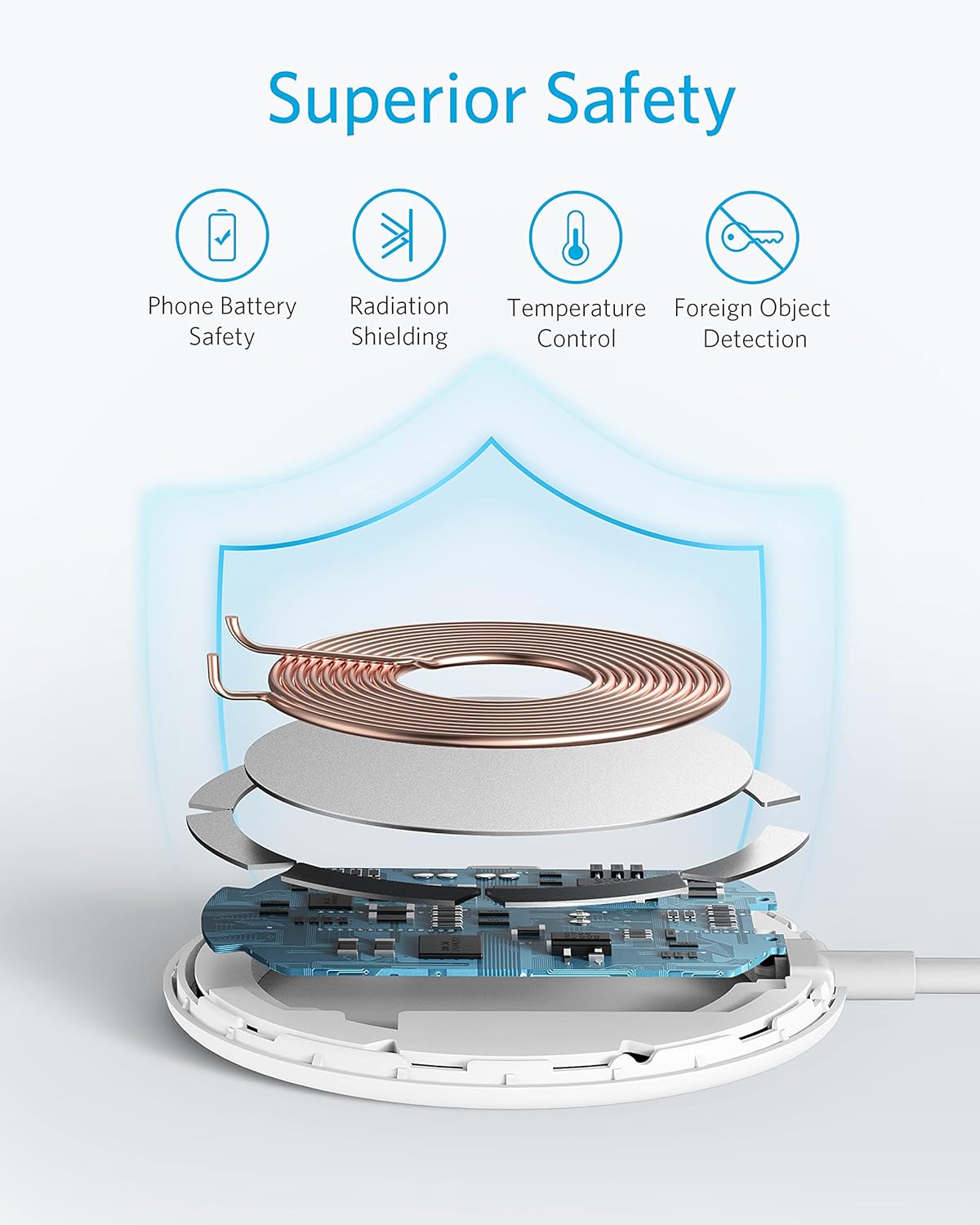 Anker Magnetic Wireless Charger, with 5 ft Built-in USB-C Cable, PowerWave Magnetic Pad Lite Only for iPhone 12/12 Pro / 12 Pro Max / 12 Mini (No AC Adapter)