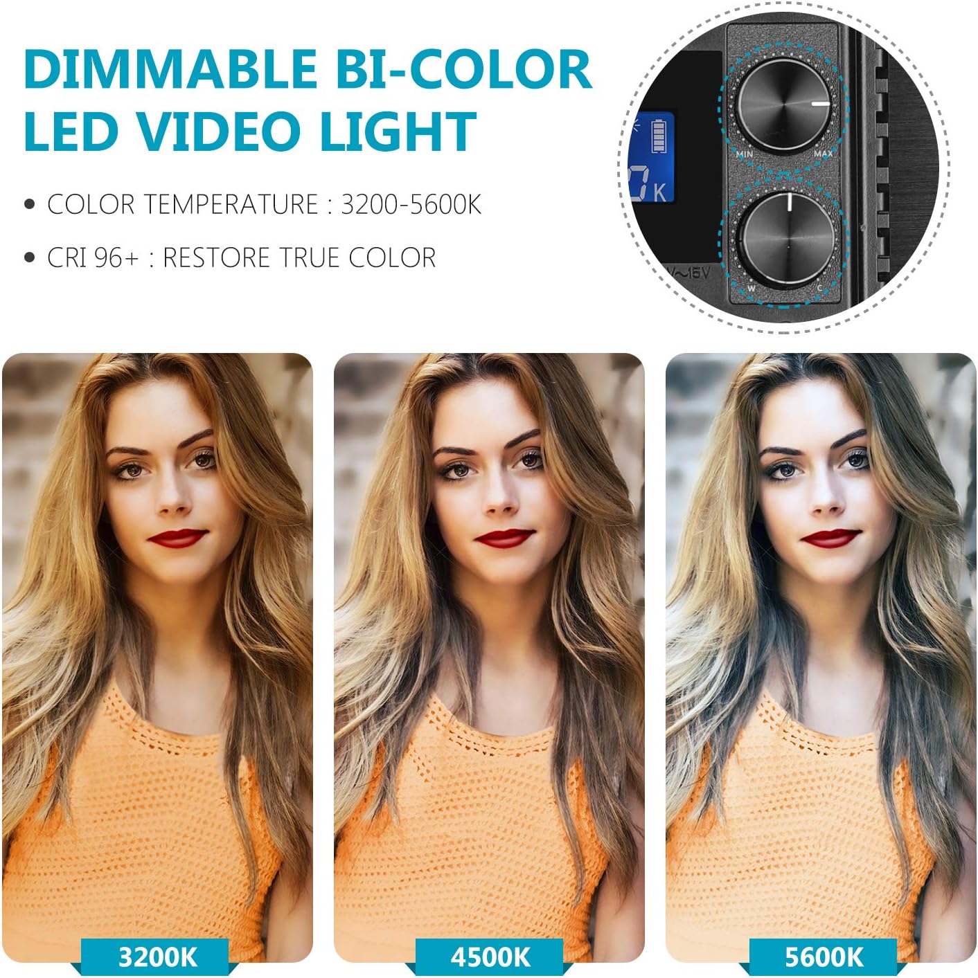 Neewer Upgraded 660 LED Video Light Dimmable Bi-Color LED Panel with LCD Screen