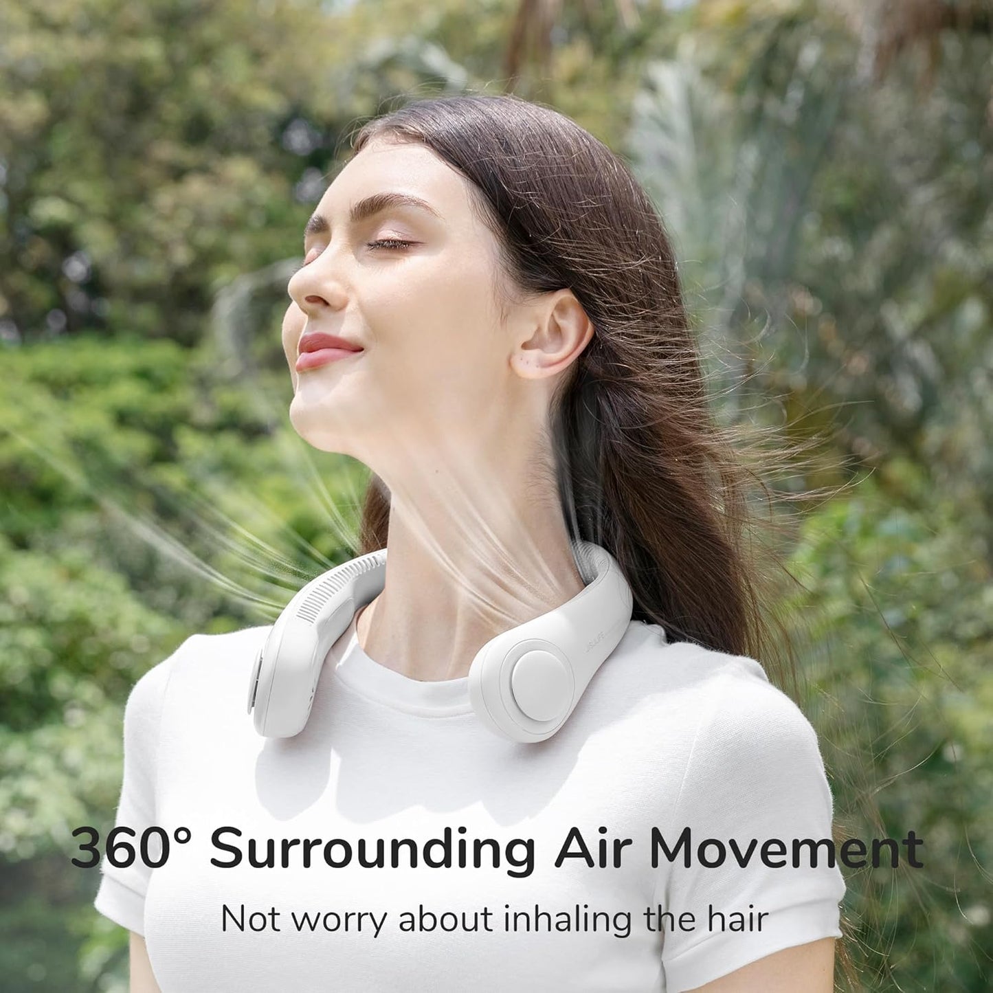 JISULIFE Portable Neck Fan, Hands-Free Bladeless, 5 Speeds, 4000 mAh Battery Operated Wearable Personal Fan, Twistable, Rechargeable, Gift for Women Men-Grey