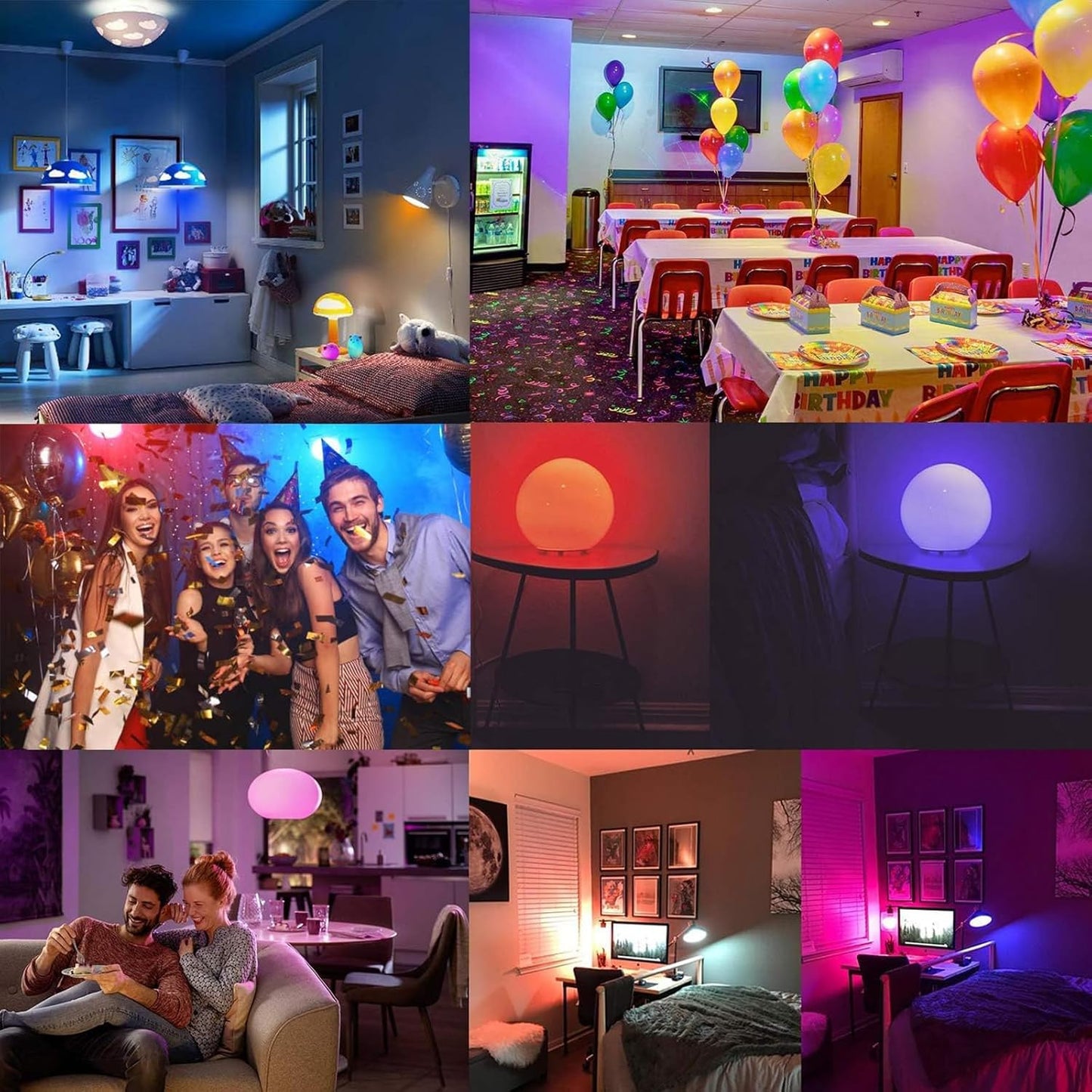 E12 LED Candelabra Light Bulbs 5W, Set of 6 Color Changing Candle Bulbs,Small Base B11 40W Incandescent Equivalent, 560 Lumen, RGB + 5700K Cool White, 12 Colors, 2 Modes, Timer, Remote Control