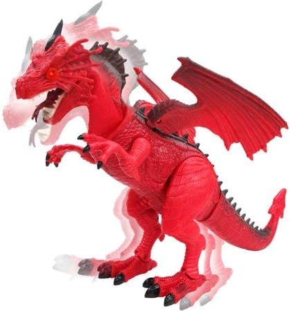 Liberty Imports Dino Planet Battery Operated Walking Fire Dragon Toy with Shaking Head, Light Up Eyes and Sounds (Walking Dragon)