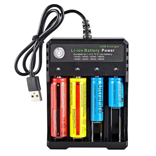 ELECTROPRIME Compatiable for BMAX 18650 4.2V Lithium Battery USB Independent 4 Slot Charger(Colorful Box)