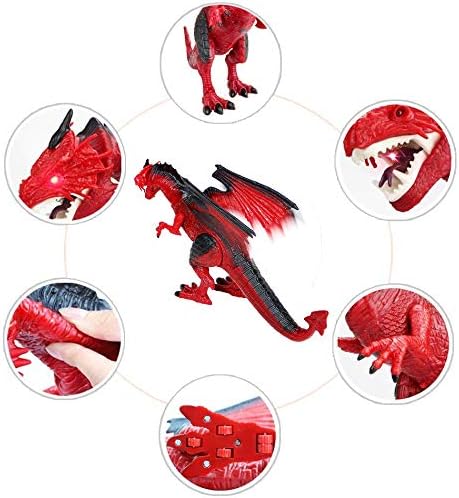 Liberty Imports Dino Planet Battery Operated Walking Fire Dragon Toy with Shaking Head, Light Up Eyes and Sounds (Walking Dragon)