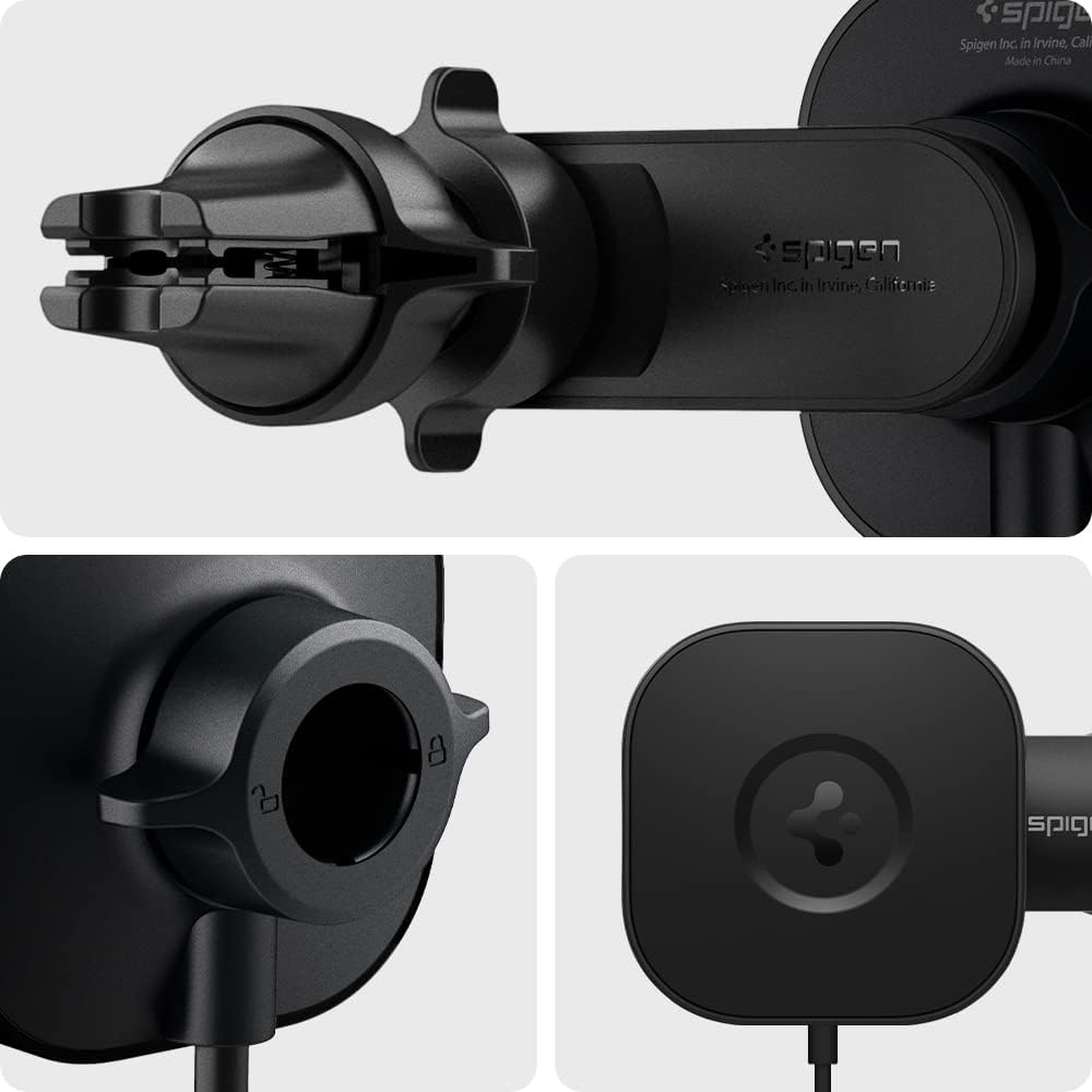 Spigen OneTap Pro (MagFit) Designed for MagSafe Wireless Charger Air Vent Car Mount with Smart Vent Wing Compatible with iPhone 16 Pro Max, 16 Pro, 16 Plus, 15, 14, 13, and 12 Series