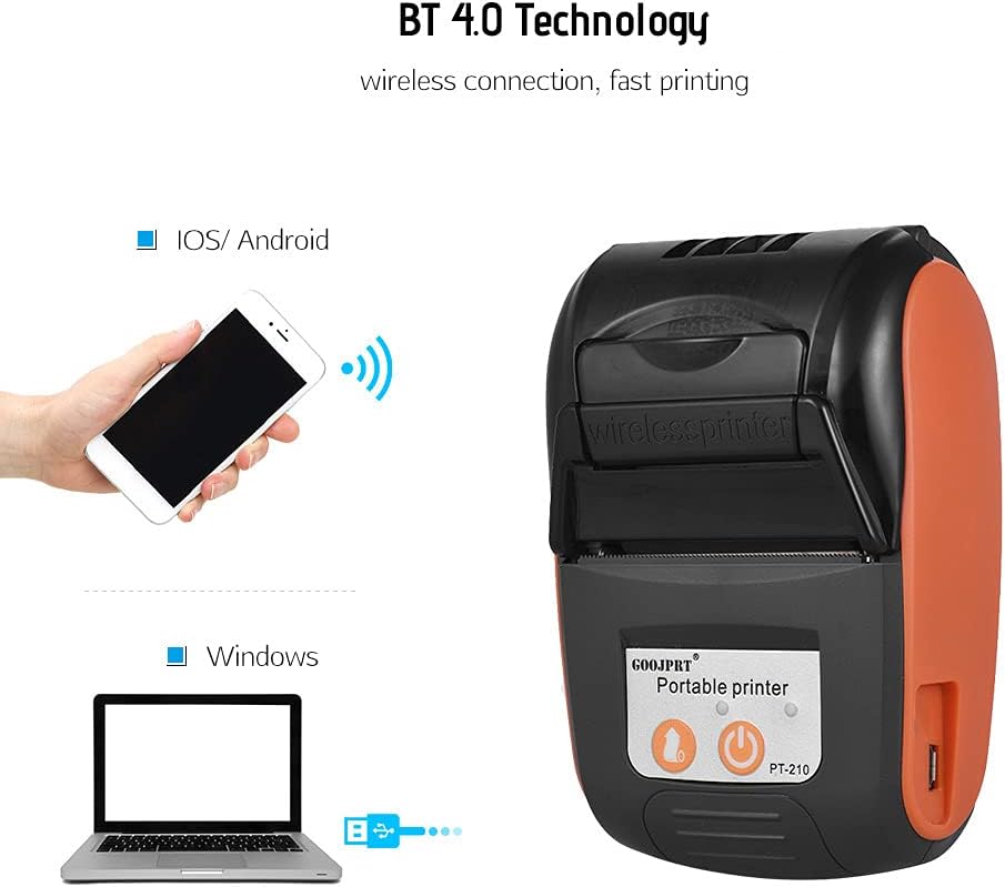 Bobique GOOJPRT PT-210 Portable Thermal Printer Handheld 58mm Receipt Printer for Retail Stores Restaurants Factories Logistics
