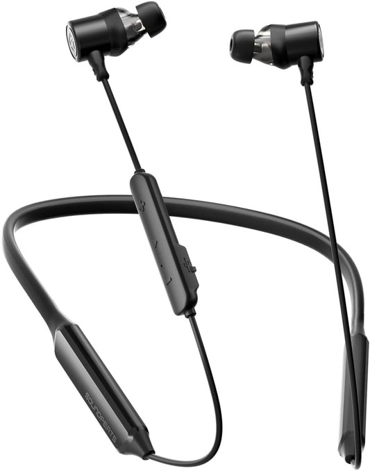 SoundPEATS Force Pro Dual Dynamic Drivers Bluetooth 5.2 Headphones, Waterproof Neckband Wireless Sports Earbuds with Crossover, APTX HD Audio Built in Mic 22 Hours Playtime