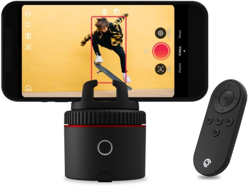 Pivo Classic Auto Face & Body Tracking Phone Holder, 360° Rotation Phone Camera AI Smart Shooting Mount for Content Creators, Livestreamers, Compatible with iPhone & Android with Remote Control