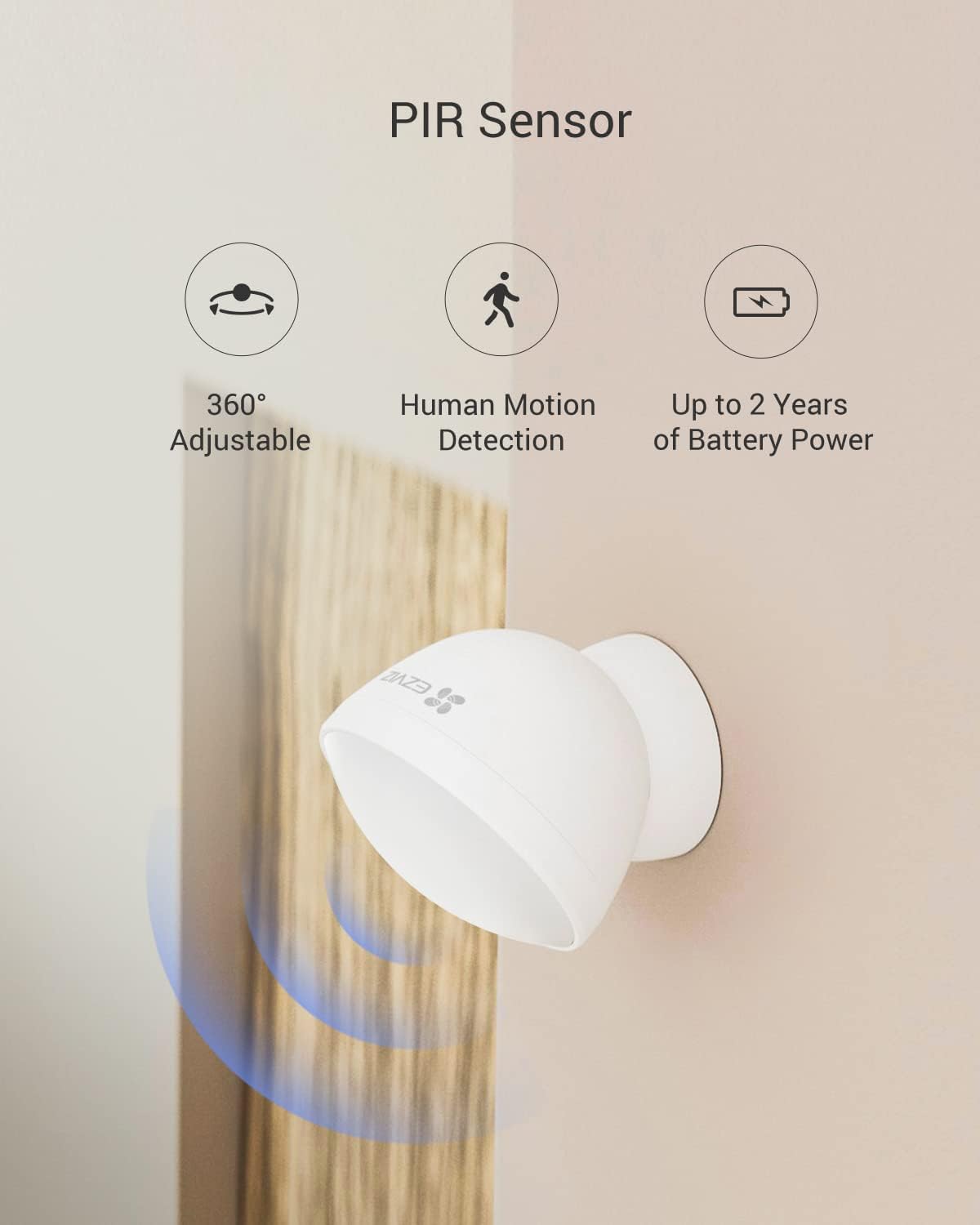 EZVIZ Alarm 4-Piece Sensor Kit Wi-Fi, PIR Human Motion Detector, Open/Close Contact Sensor for Door/Window, SOS Emergency Button for Elderly, Security System with Home Gateway, APP Instant Alerts