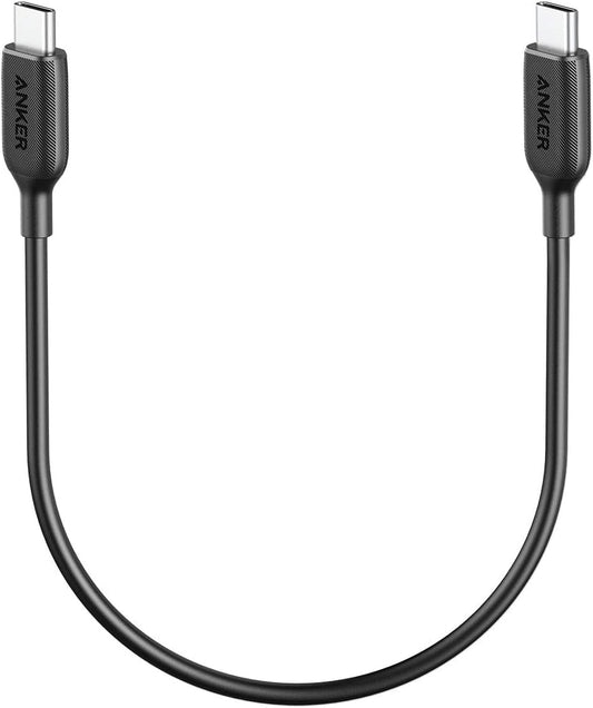 USB C Cable 60W, Anker Powerline III USB-C to USB-C Cable 2.0, USB C Charger Cable for MacBook Pro 2020, iPad Pro 2020, Switch, Galaxy S20 Plus S9 S8 Plus, Pixel, and More (1ft, Black)