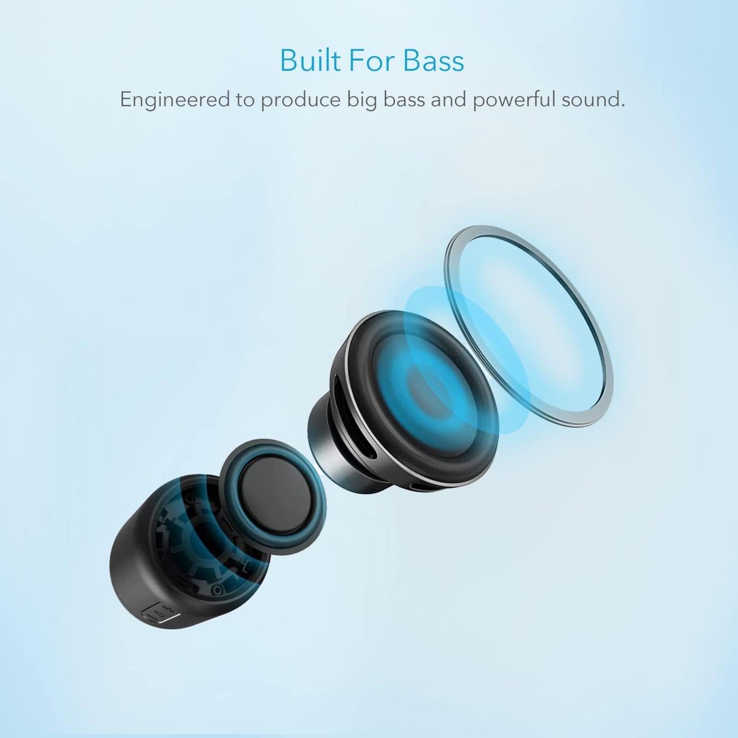 Soundcore Anker Mini, Super-Portable Bluetooth Speaker with FM Radio, 15-Hour Playtime, 66 ft Bluetooth Range, Enhanced Bass, Noise-Cancelling Microphone for Leisure and Work Use