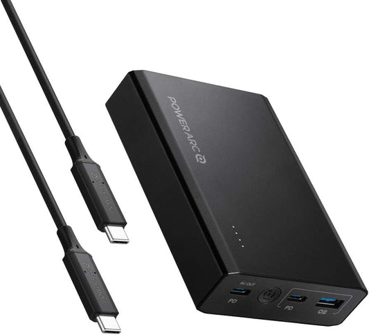 PowerArc ArcPack 60 W PD Power Bank 15000 mAh 3 Port USB C Power Delivery Type C Cable Compatible with iPhone 14 13 12 Mini SE 11 Plus Pro Max MacBook Air iPad Pro Air Galaxy S21 S20 S10 Plus Note 20