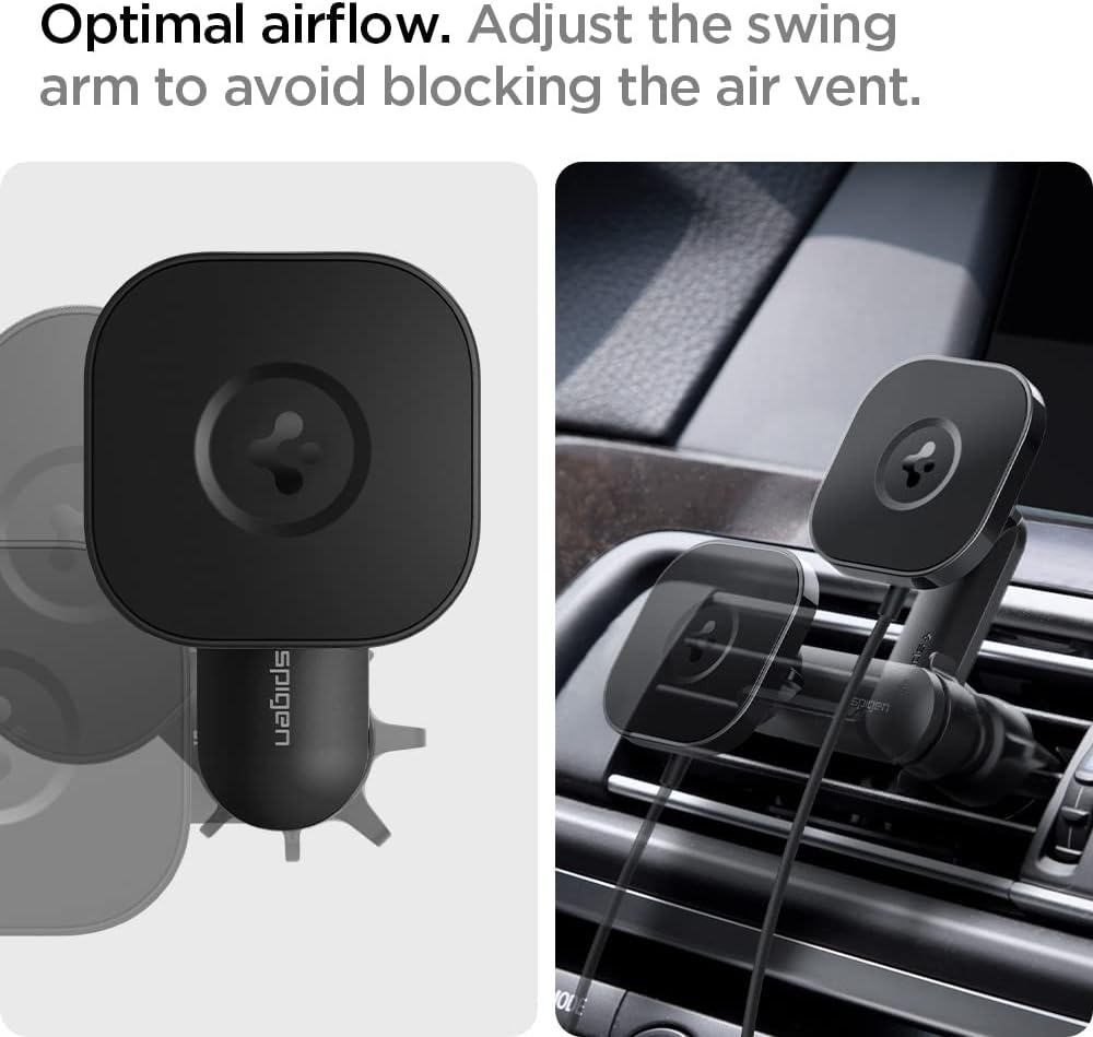 Spigen OneTap Pro (MagFit) Designed for MagSafe Wireless Charger Air Vent Car Mount with Smart Vent Wing Compatible with iPhone 16 Pro Max, 16 Pro, 16 Plus, 15, 14, 13, and 12 Series