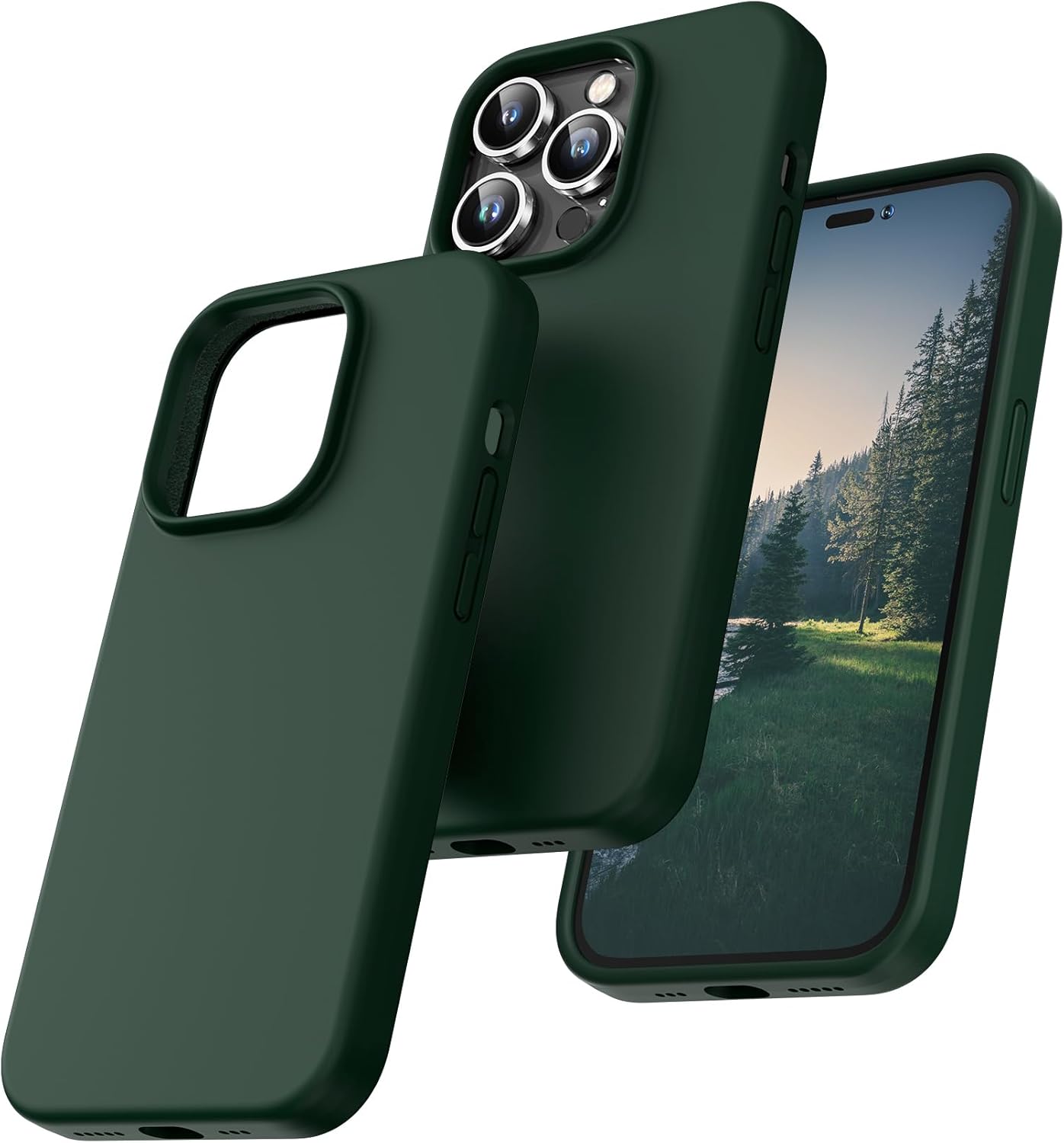 TOCOL iPhone 14 Pro Case, 5 in 1 Case for iPhone 14 Pro, with 2 Tempered Screen Protector + 2 Camera Lens Protector, Slim Liquid Silicone Shockproof Case [Anti-Scratch] [Anti-Scratch] [Anti-Scratch