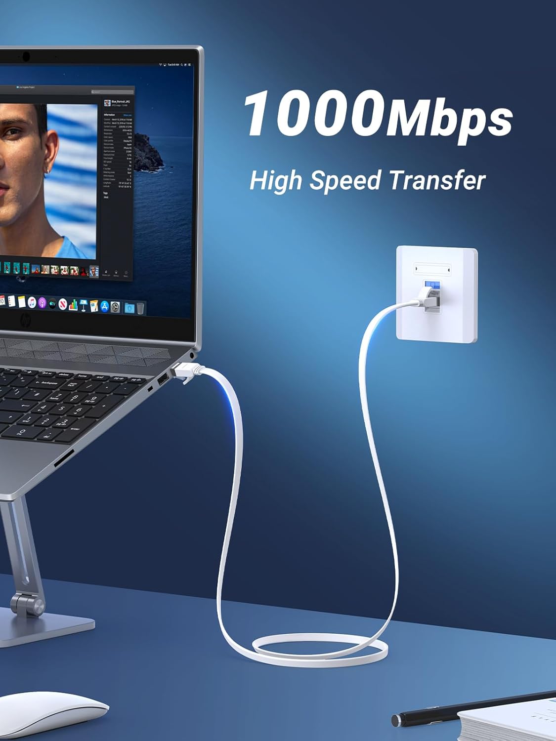 UGREEN Ethernet Cable 20M, Flat RJ45 LAN Gigabit CAT 6 Network Cable, Pure Copper Core High-Speed 1000Mbps for 250Mhz/s Patch Cord Internet Cable for Xbox Switch PS5 PS4 Extender Router Modem