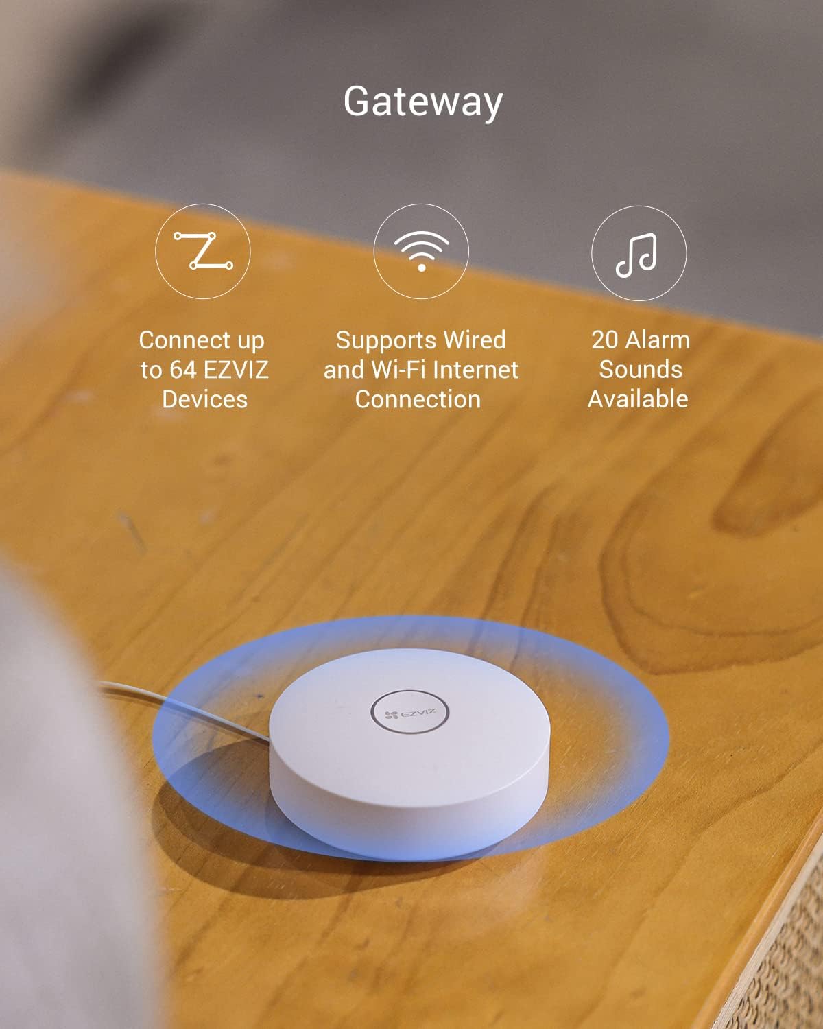 EZVIZ Alarm 4-Piece Sensor Kit Wi-Fi, PIR Human Motion Detector, Open/Close Contact Sensor for Door/Window, SOS Emergency Button for Elderly, Security System with Home Gateway, APP Instant Alerts