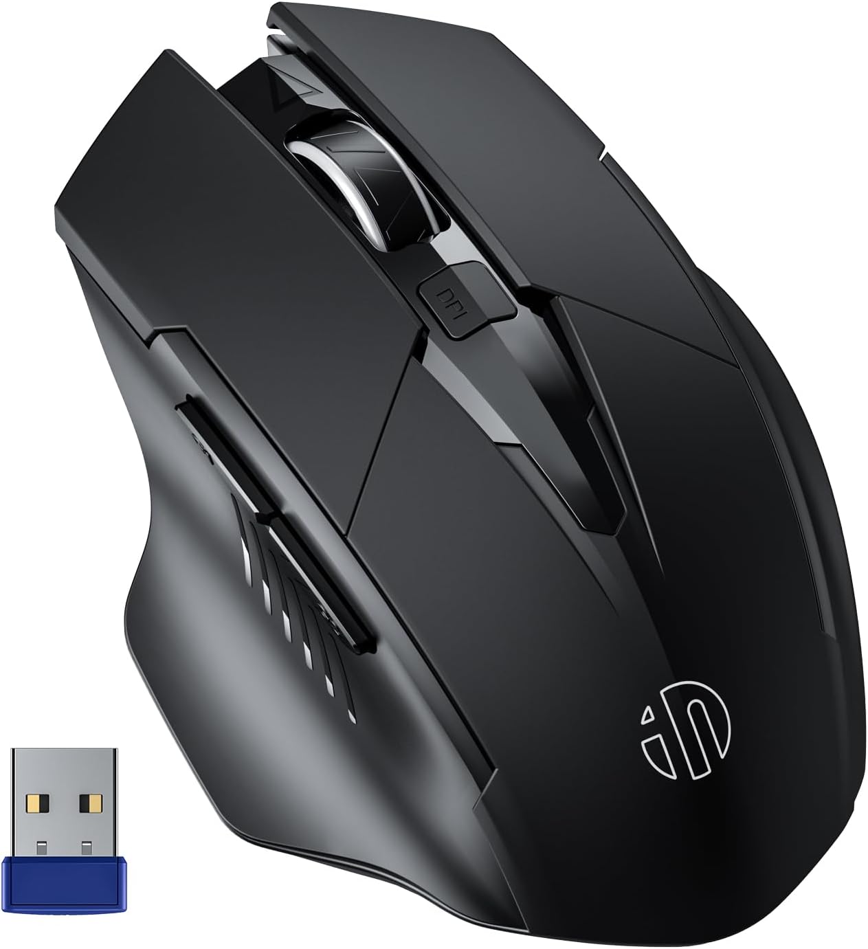 INPHIC Wireless Mouse Rechargeable, 700mAh, with USB Receiver, 6 Buttons, Ergonomic for Laptop, Computer, Mac, PC etc.
