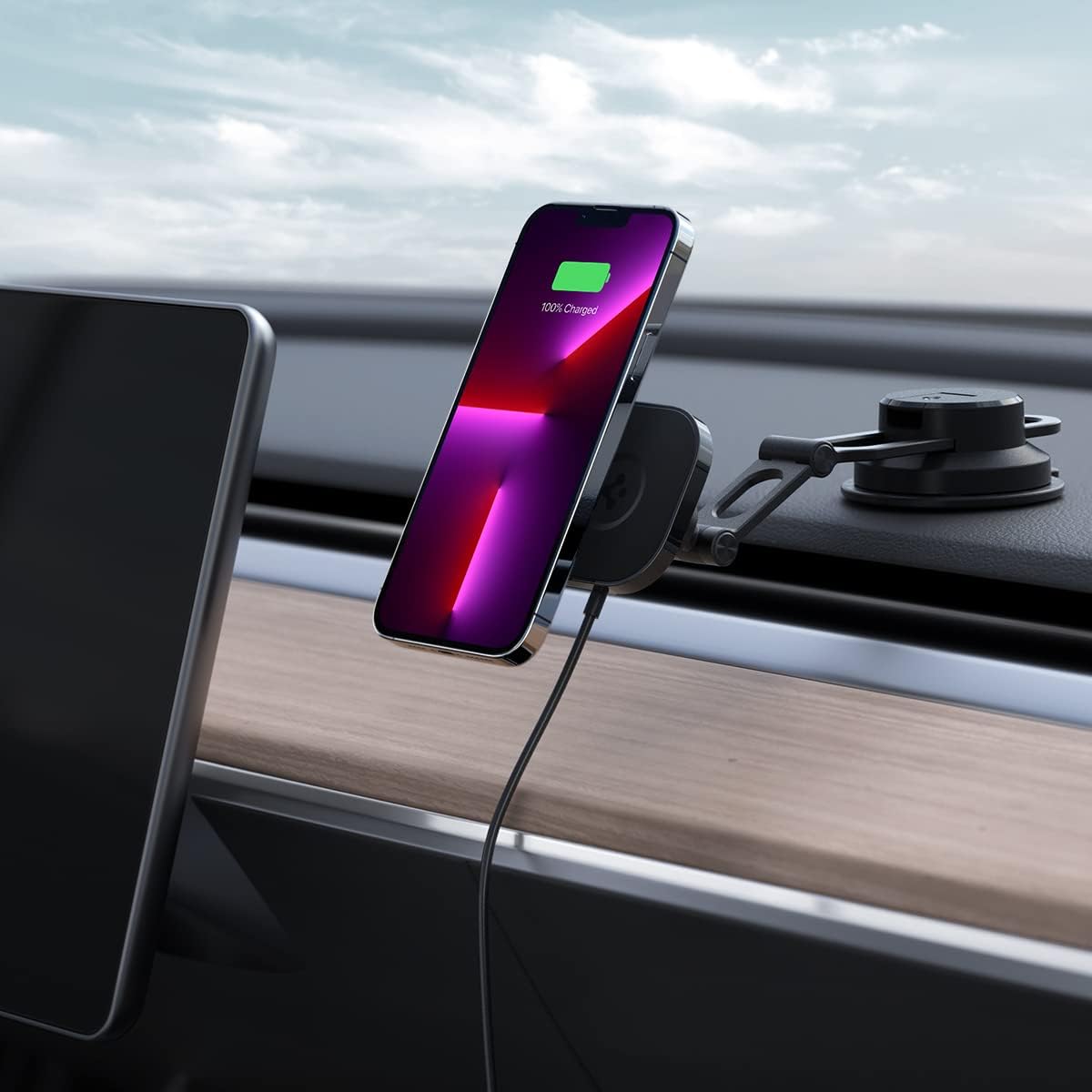 SPIGEN OneTap Pro 3 ITS35W-3 MagSafe Car Mount Wireless Charger for iPhone 16 15 14 13 12 Pro Max Plus mini MagSafe Case, Magnetic Dashboard Phone Holder Fast Charging for MagSafe Charger - Black